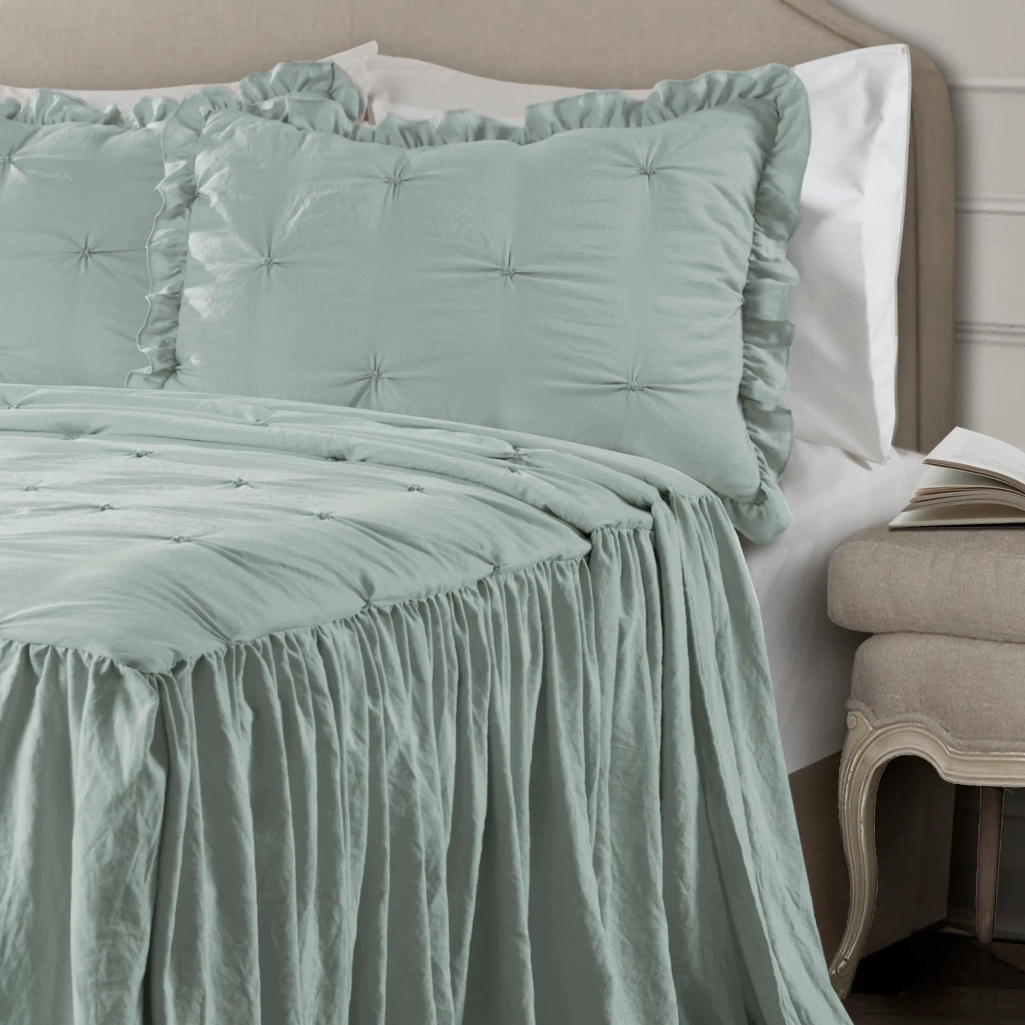 Ravello Pintuck Ruffle Skirt Bedspread Set