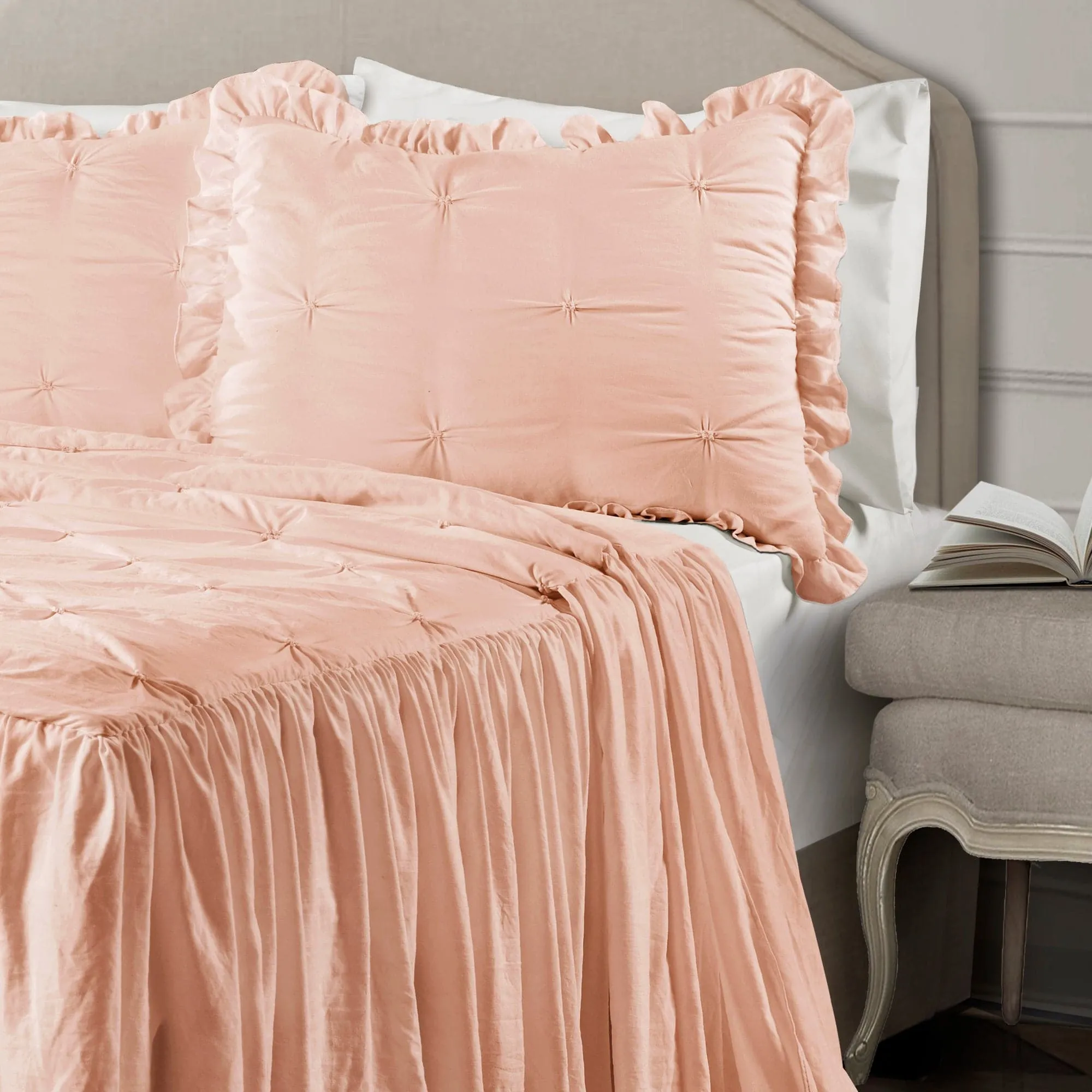 Ravello Pintuck Ruffle Skirt Bedspread Set