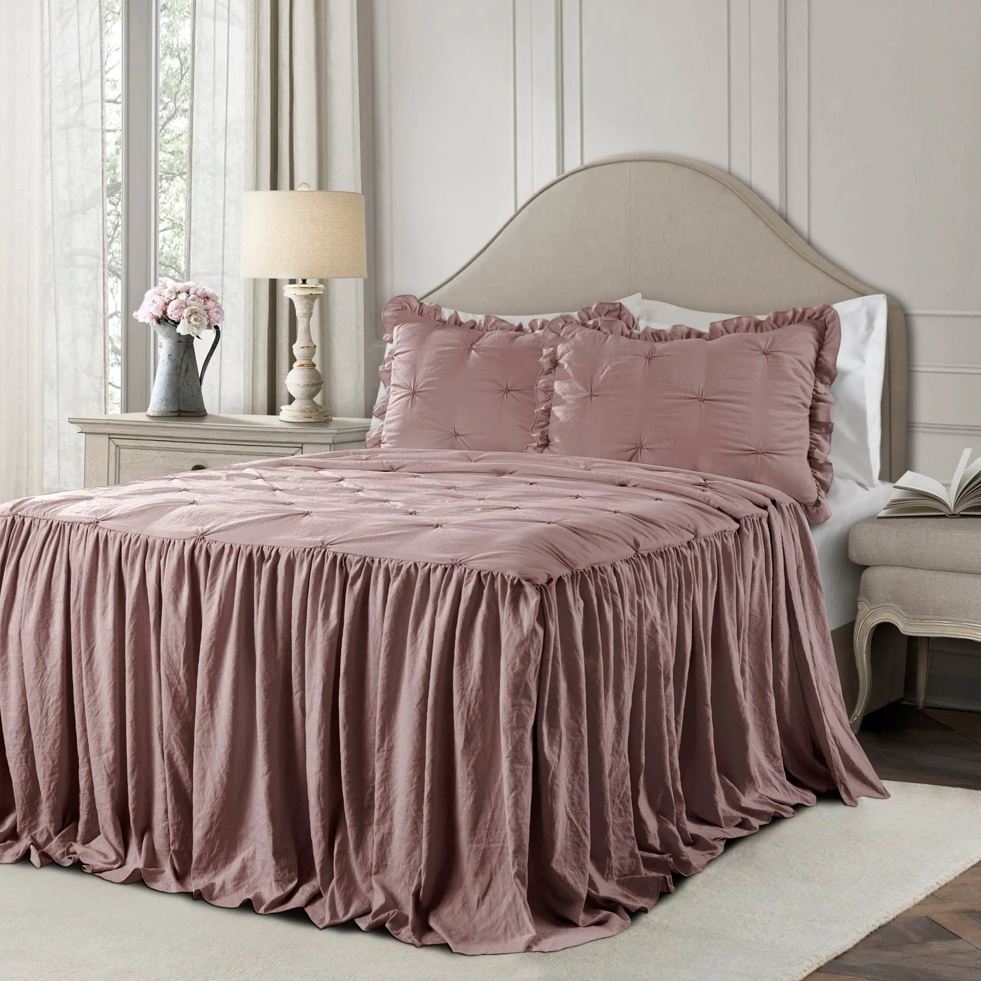 Ravello Pintuck Ruffle Skirt Bedspread Set