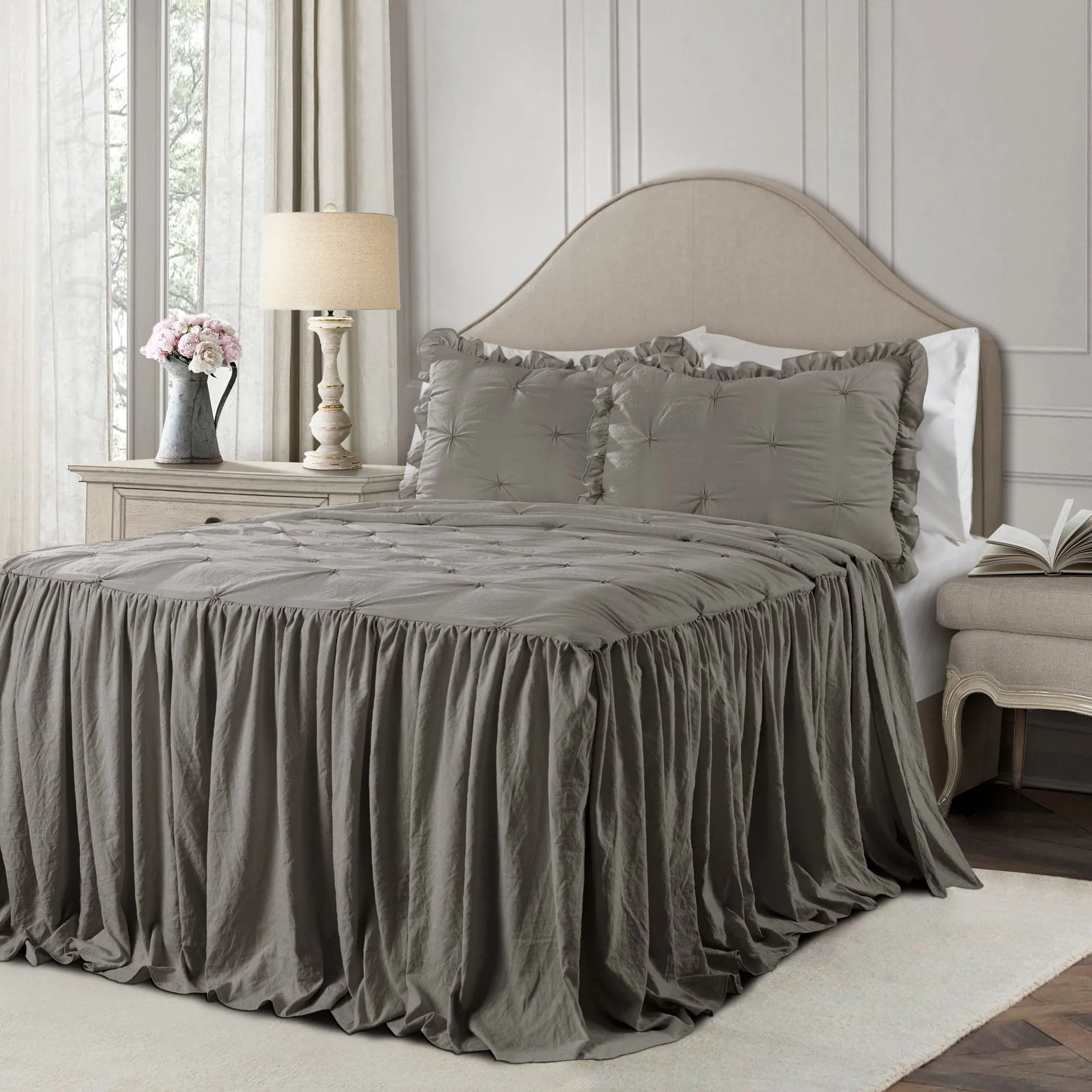 Ravello Pintuck Ruffle Skirt Bedspread Set