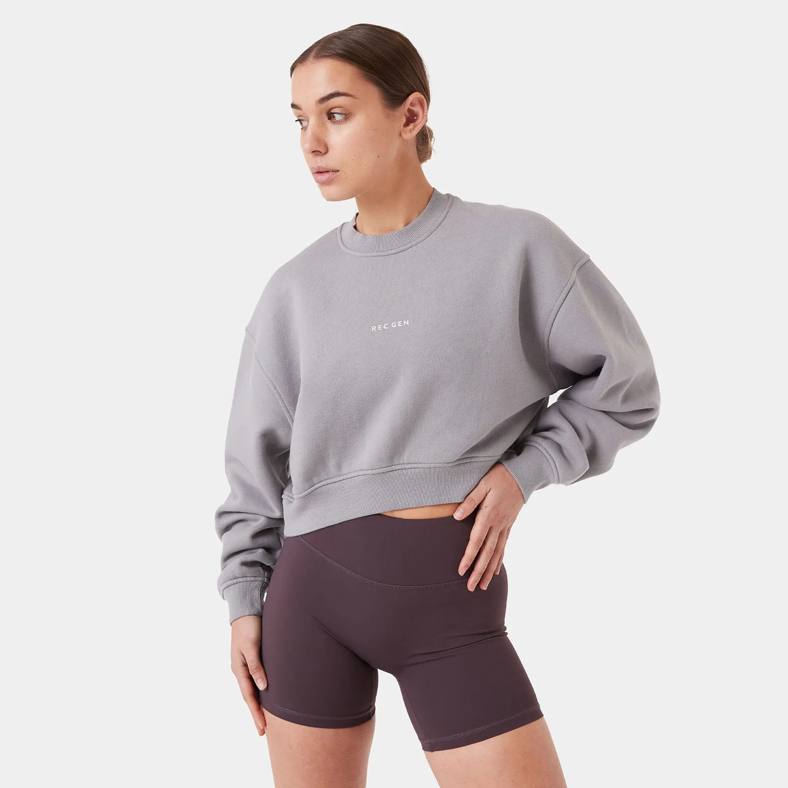 REC GEN - Float Fleece Crop Chalk Grey