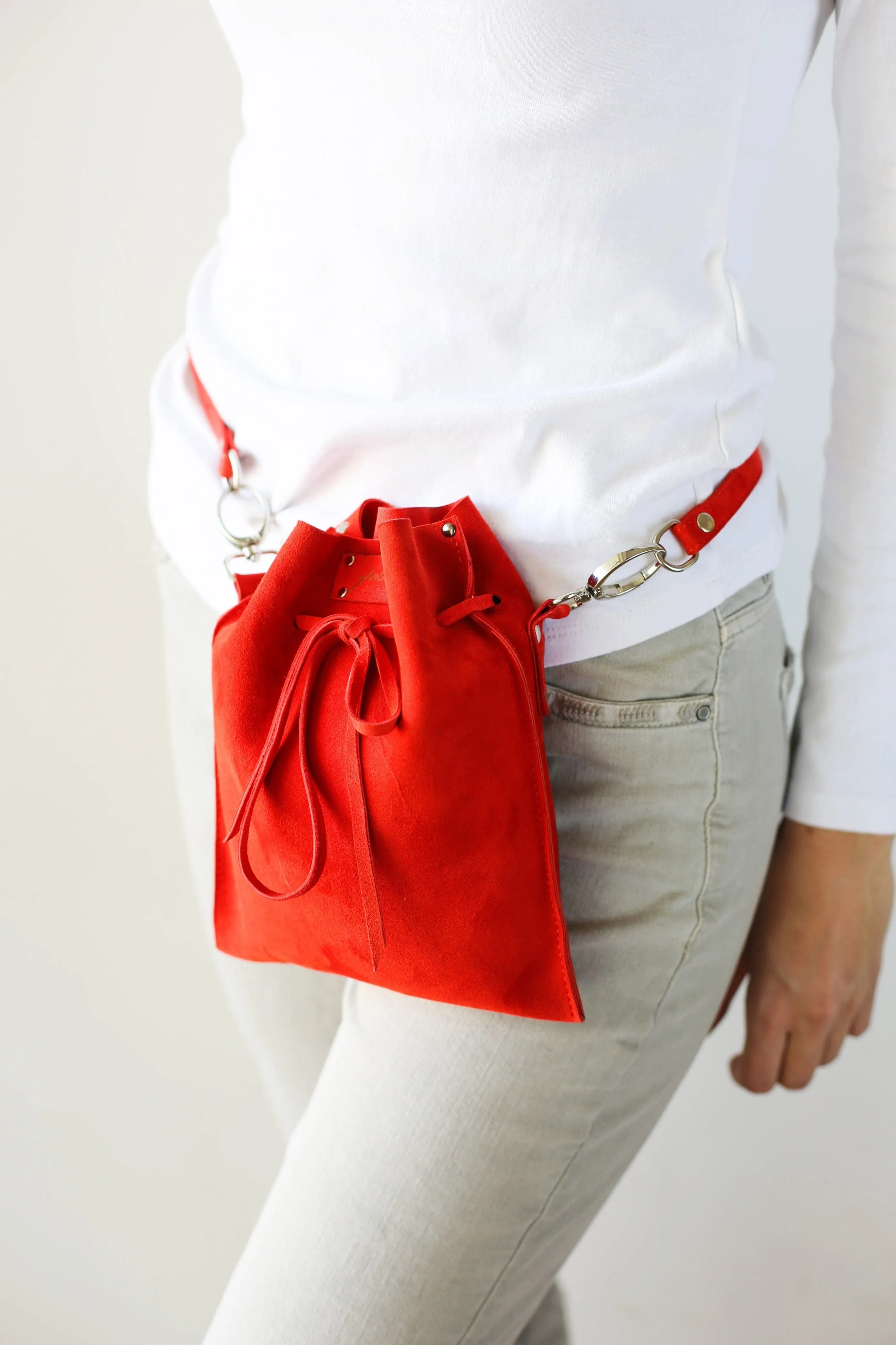 Red Suede Pouch Bag