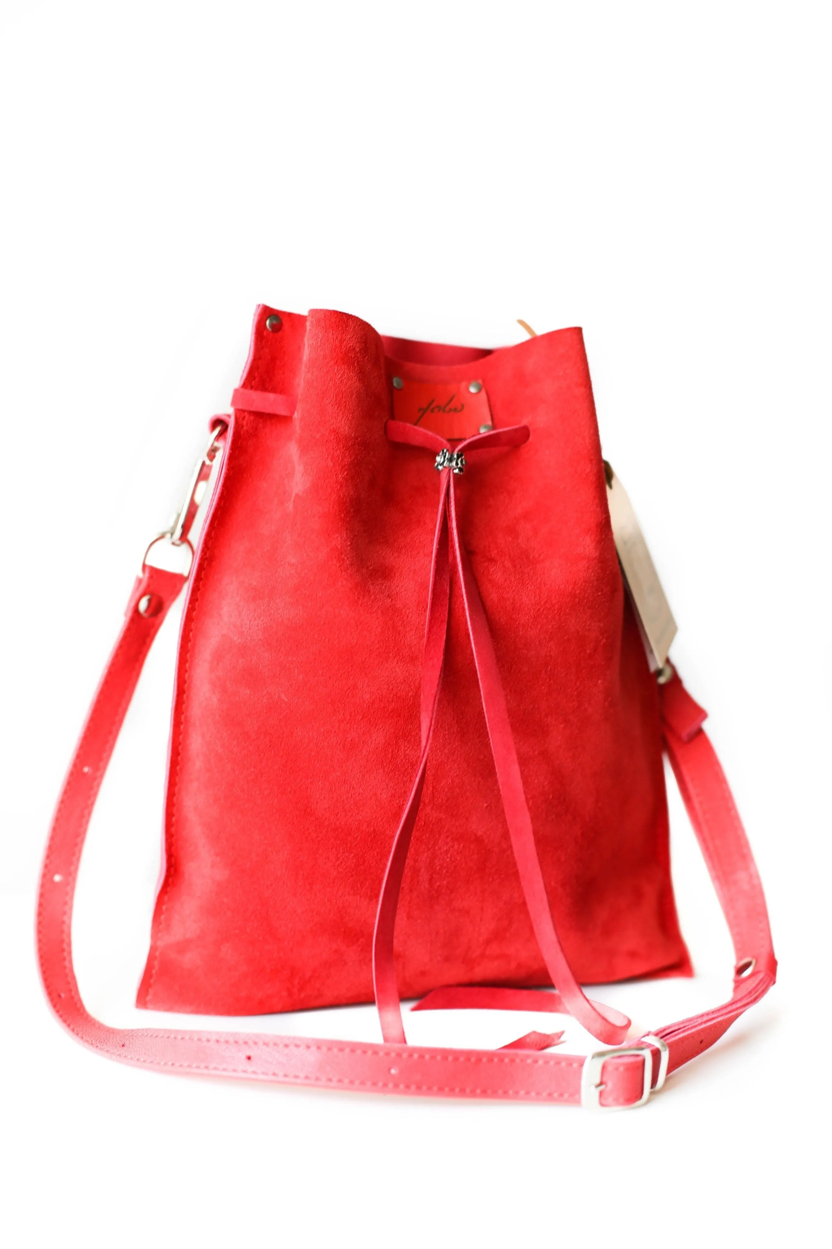 Red Suede Pouch Bag