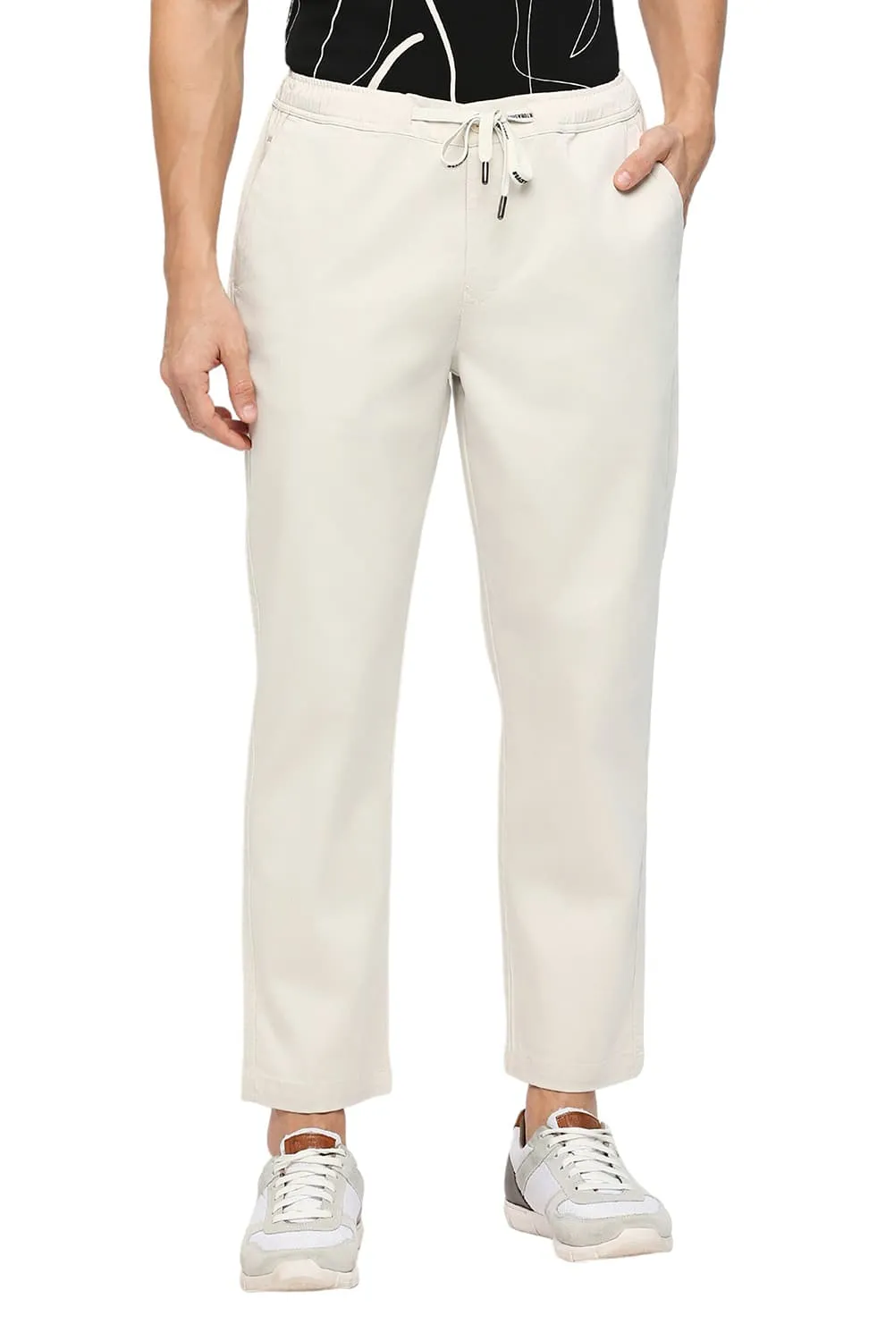 Relaxed Fit Cotton Stretch Dobby Trousers