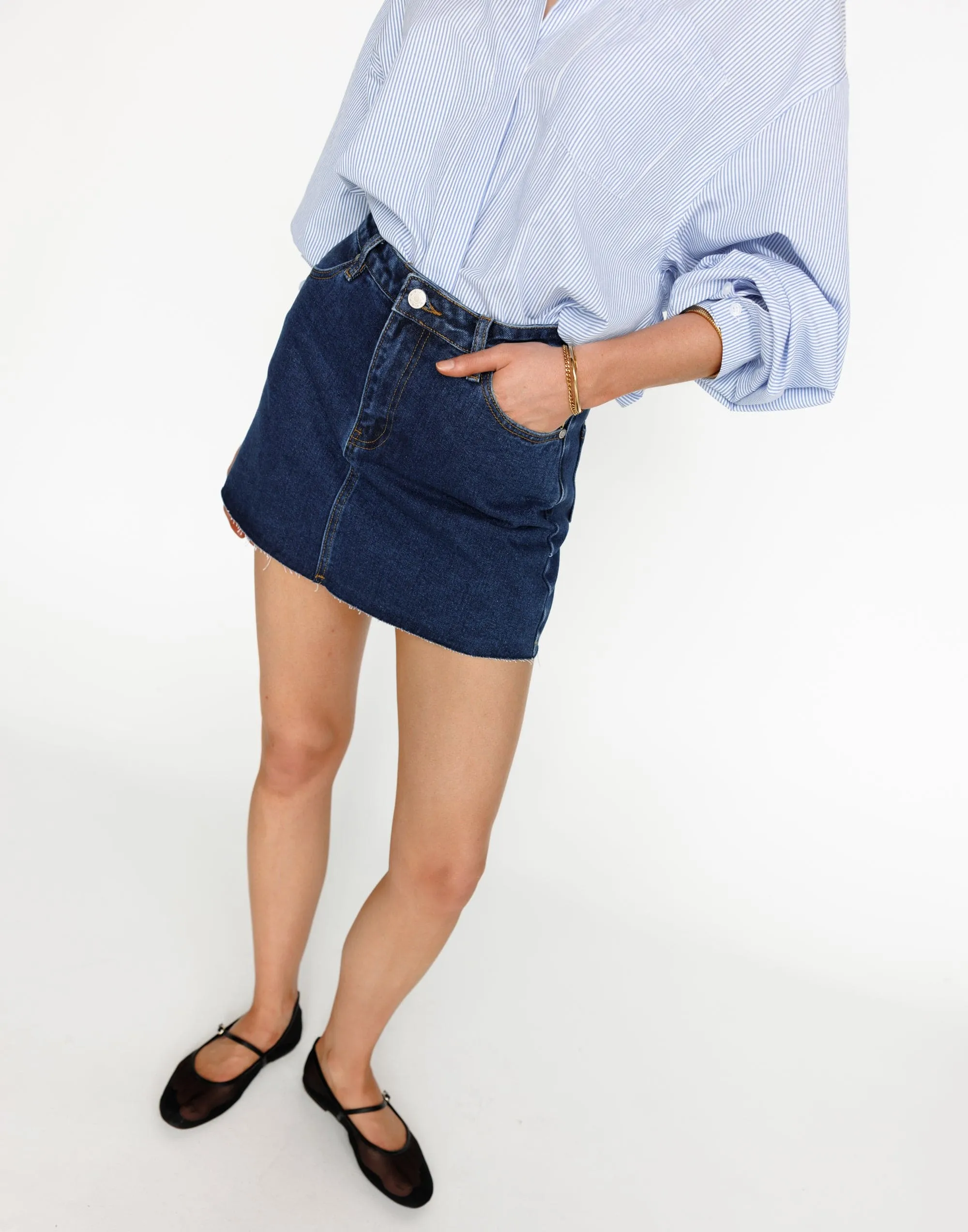 Rowan Denim Mini Skirt (Dark Denim)