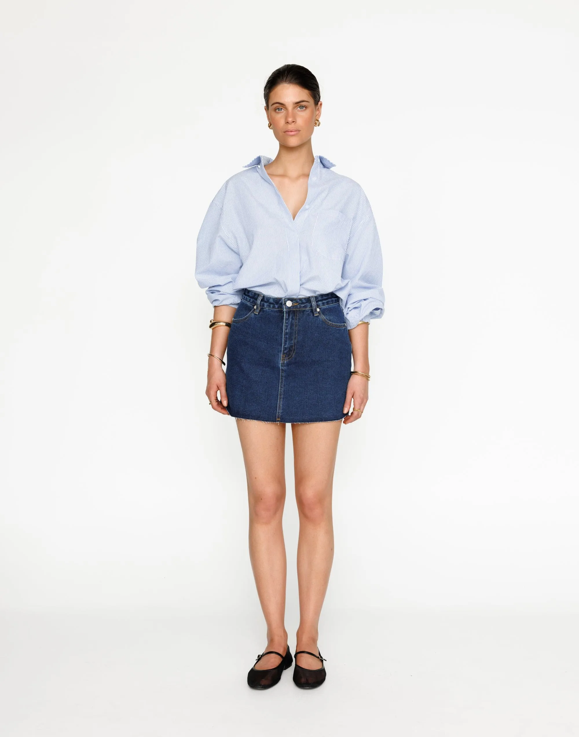 Rowan Denim Mini Skirt (Dark Denim)