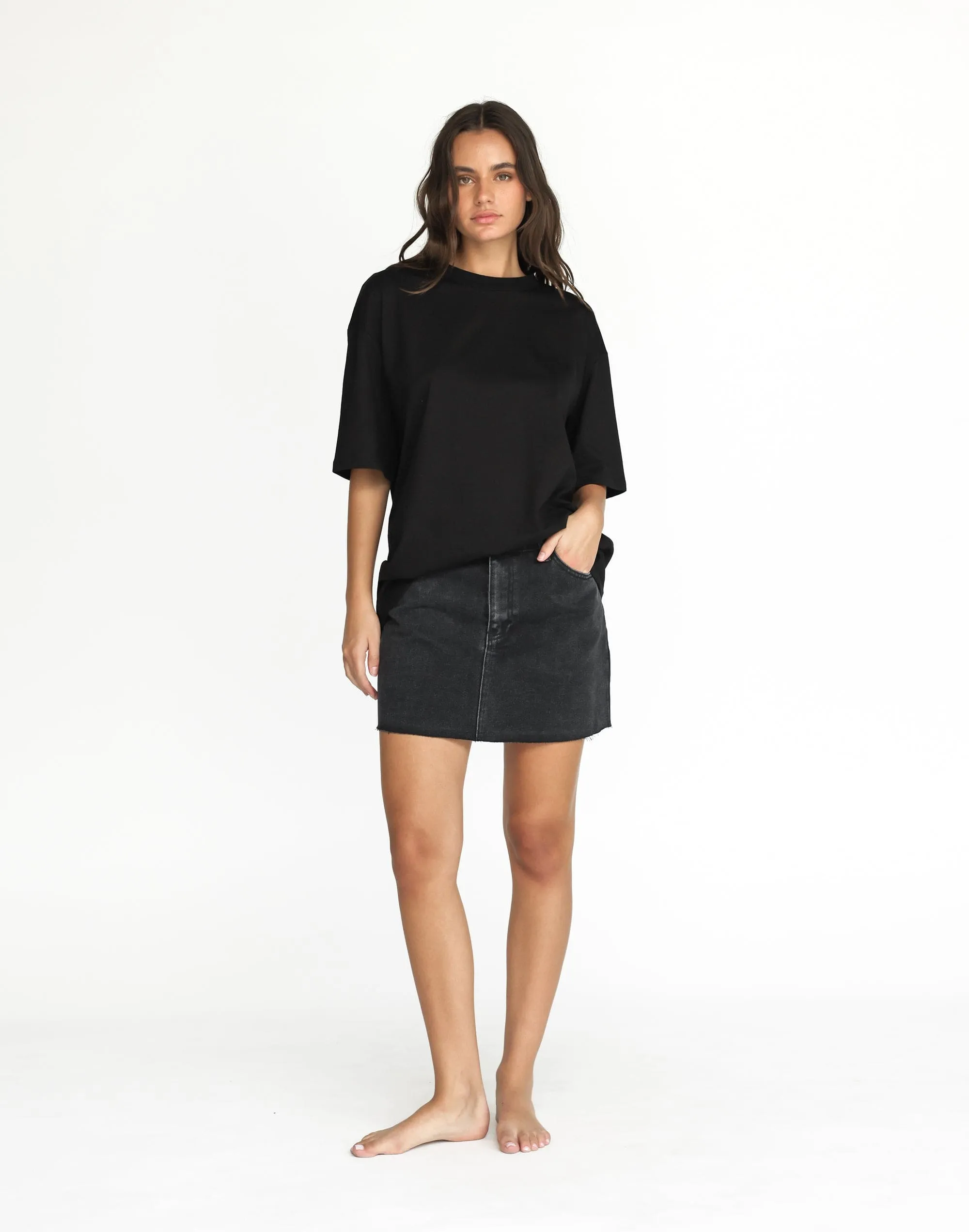 Rowan Denim Mini Skirt (Vintage Black)