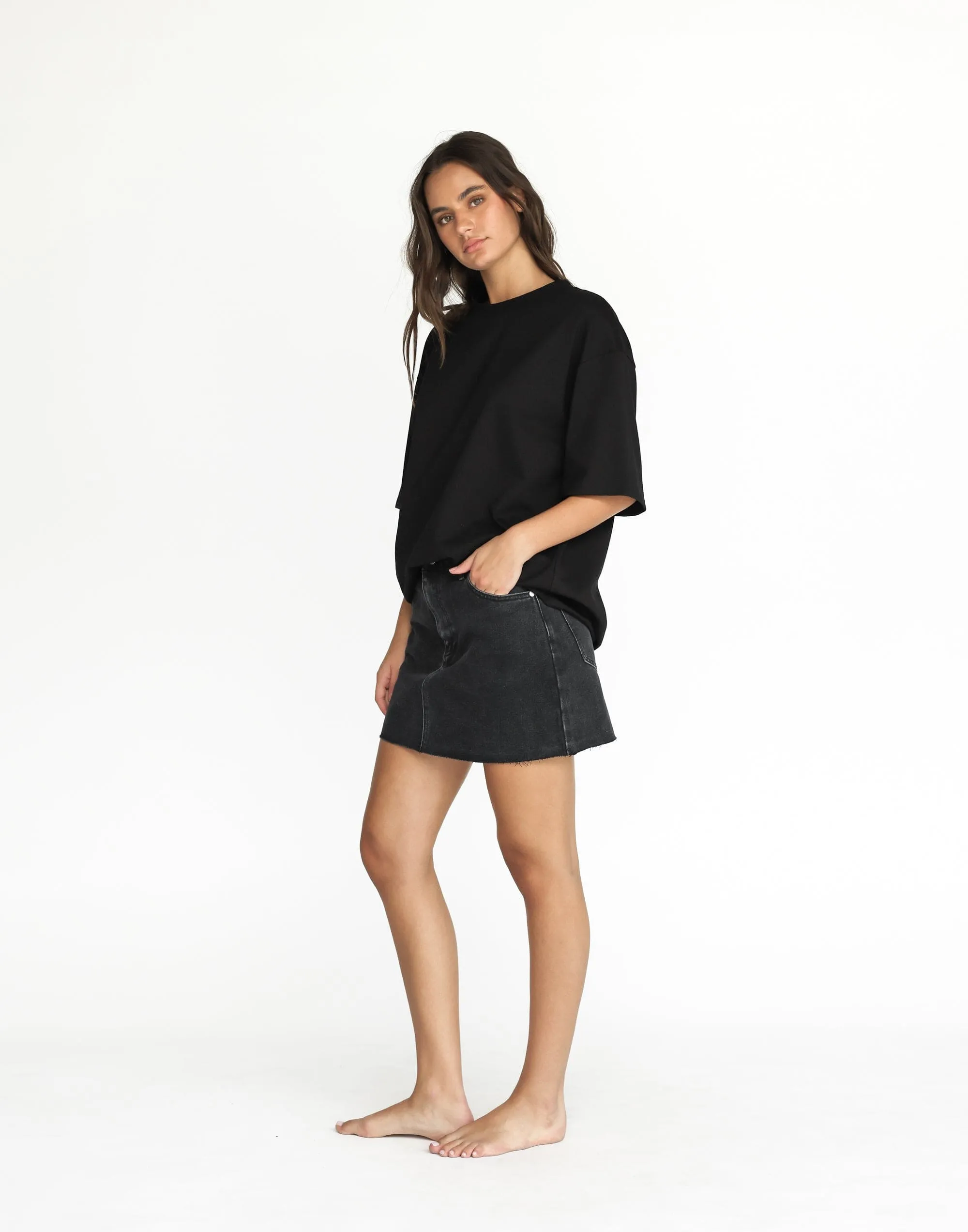 Rowan Denim Mini Skirt (Vintage Black)