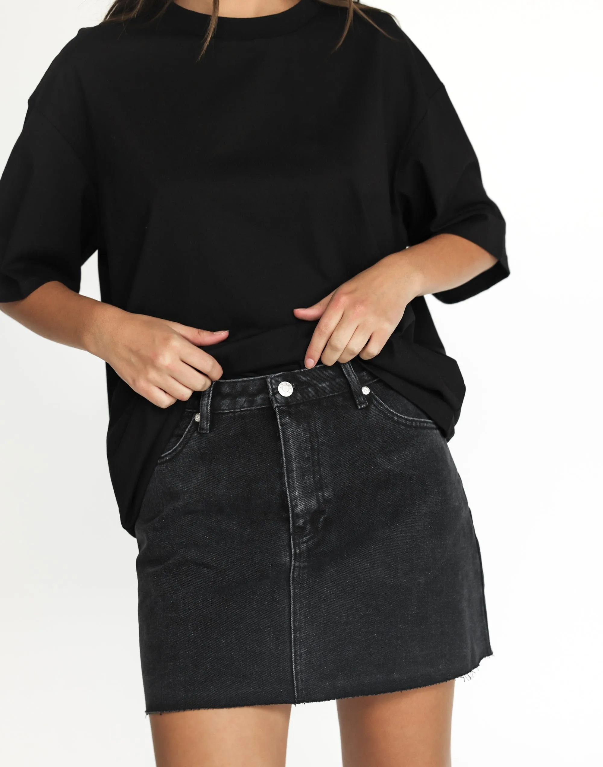 Rowan Denim Mini Skirt (Vintage Black)