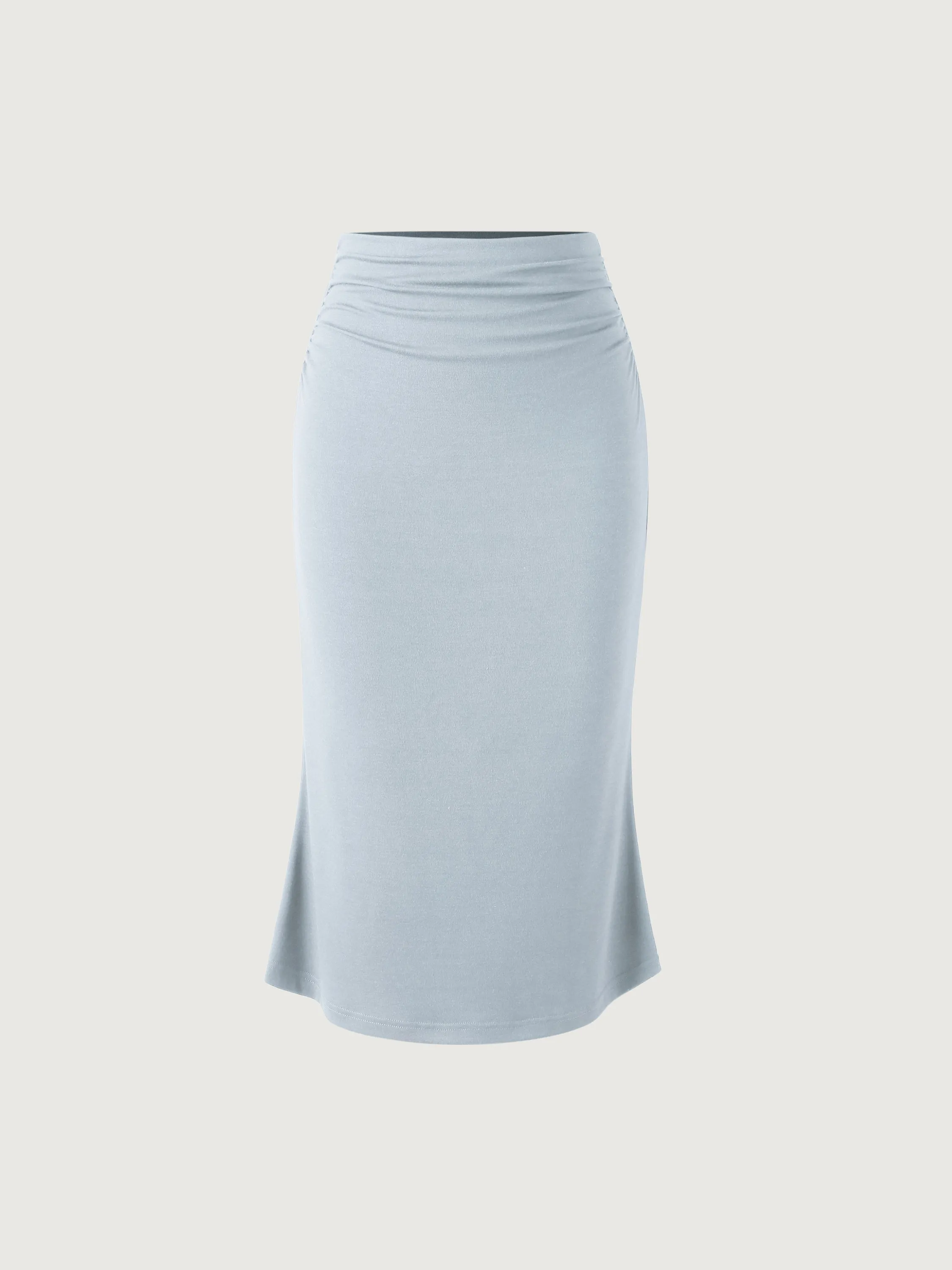 Ruched Side Mermaid Midi Skirt