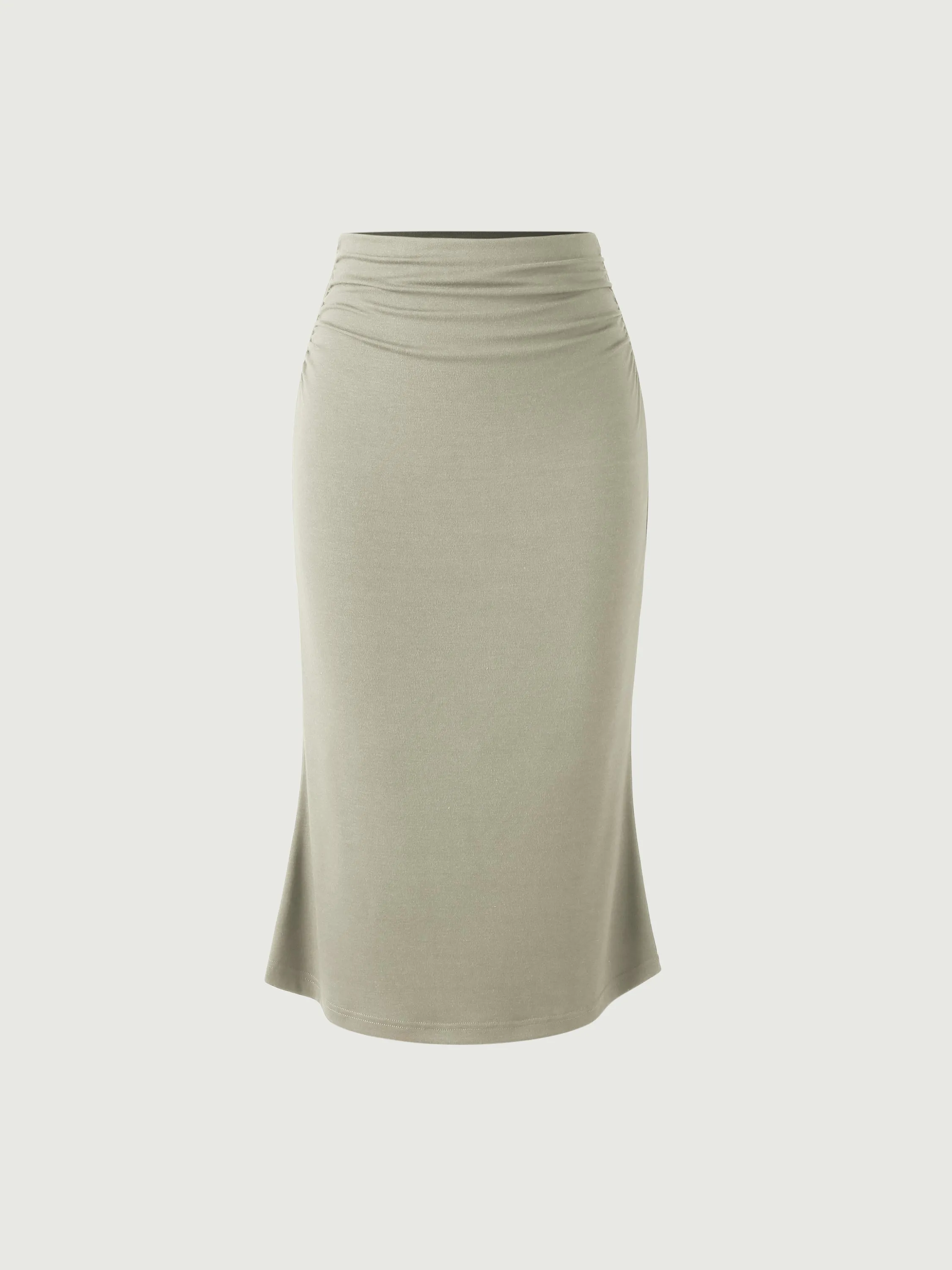 Ruched Side Mermaid Midi Skirt