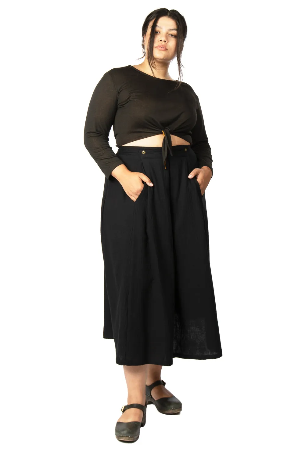 Rue Skirt in Black Double Gauze