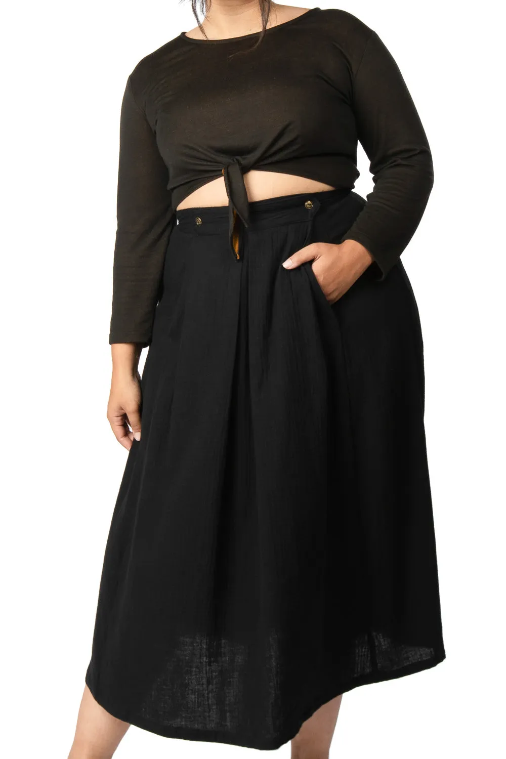 Rue Skirt in Black Double Gauze