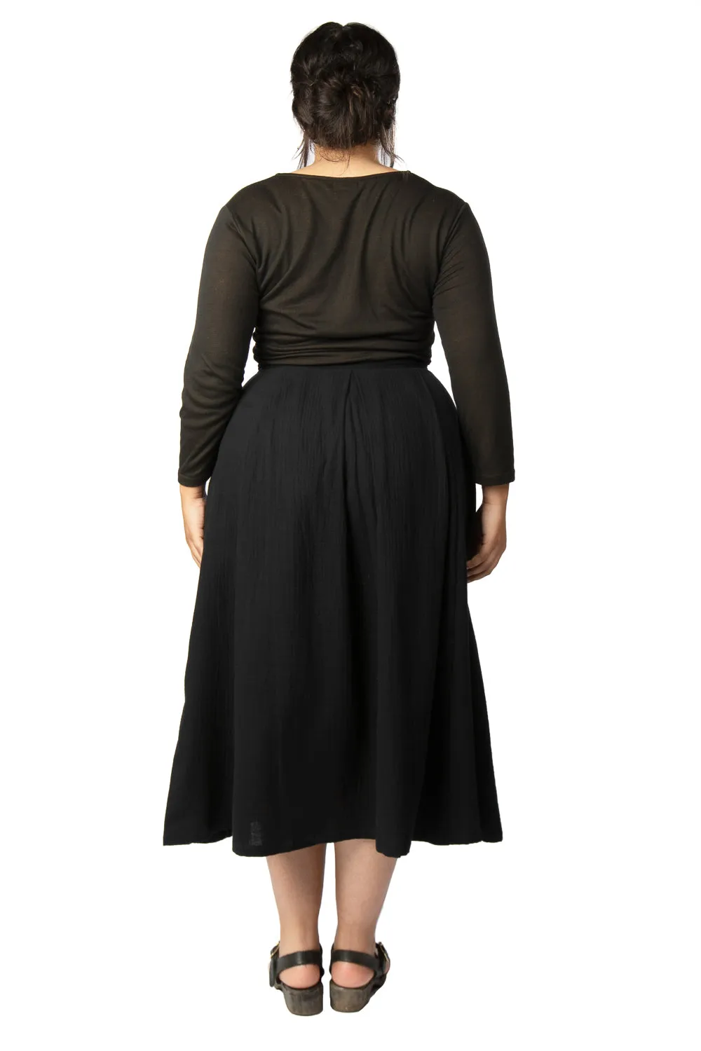 Rue Skirt in Black Double Gauze