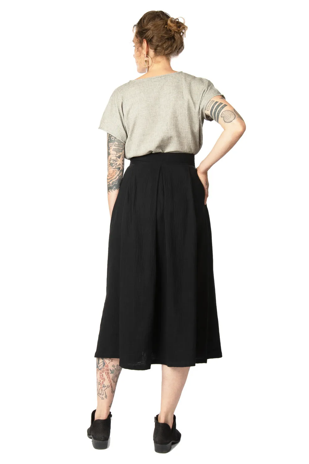 Rue Skirt in Black Double Gauze