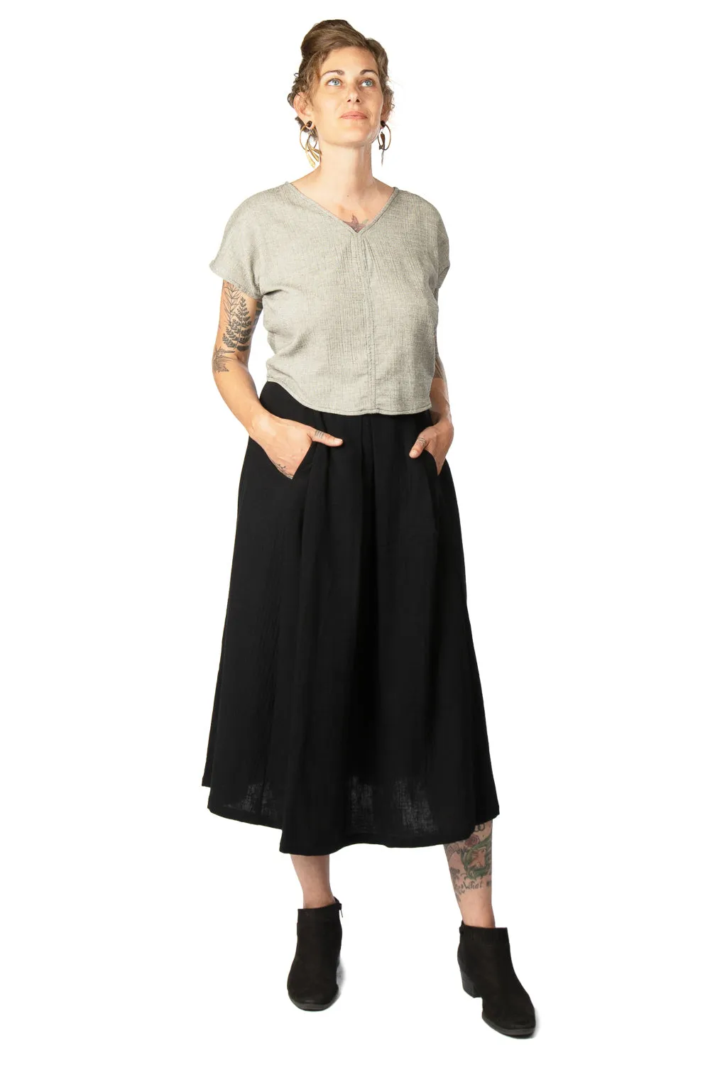 Rue Skirt in Black Double Gauze