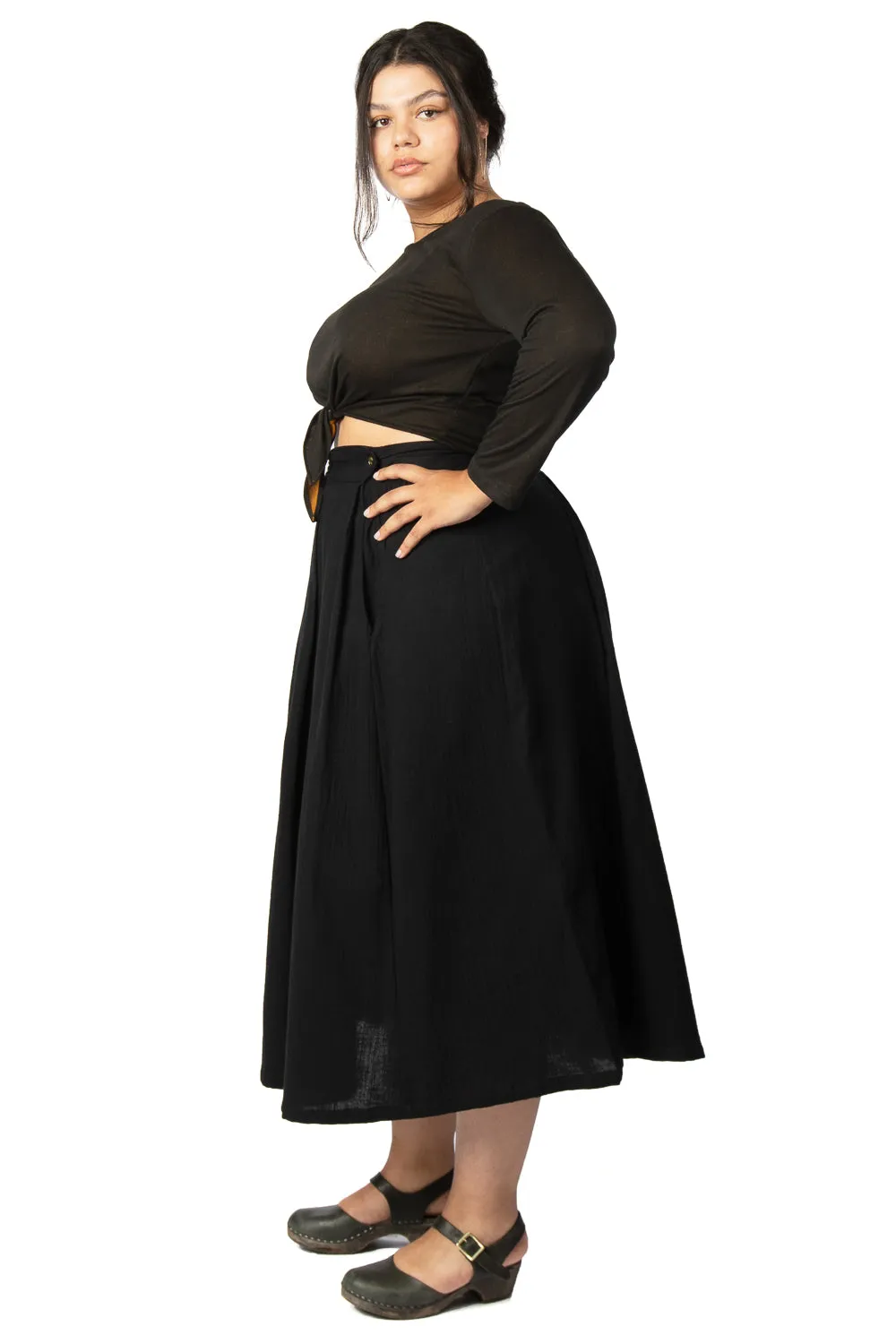 Rue Skirt in Black Double Gauze