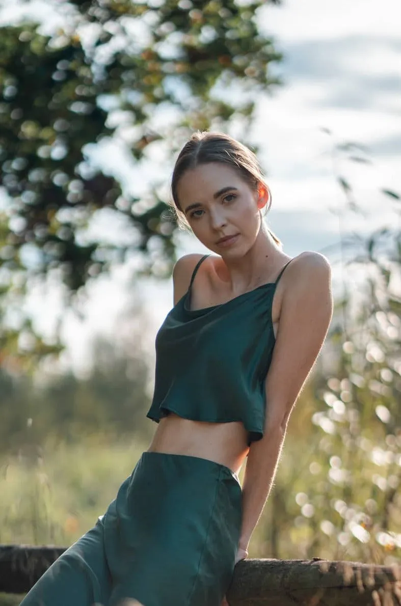 Sacramento Green Cropped Silk Camisole