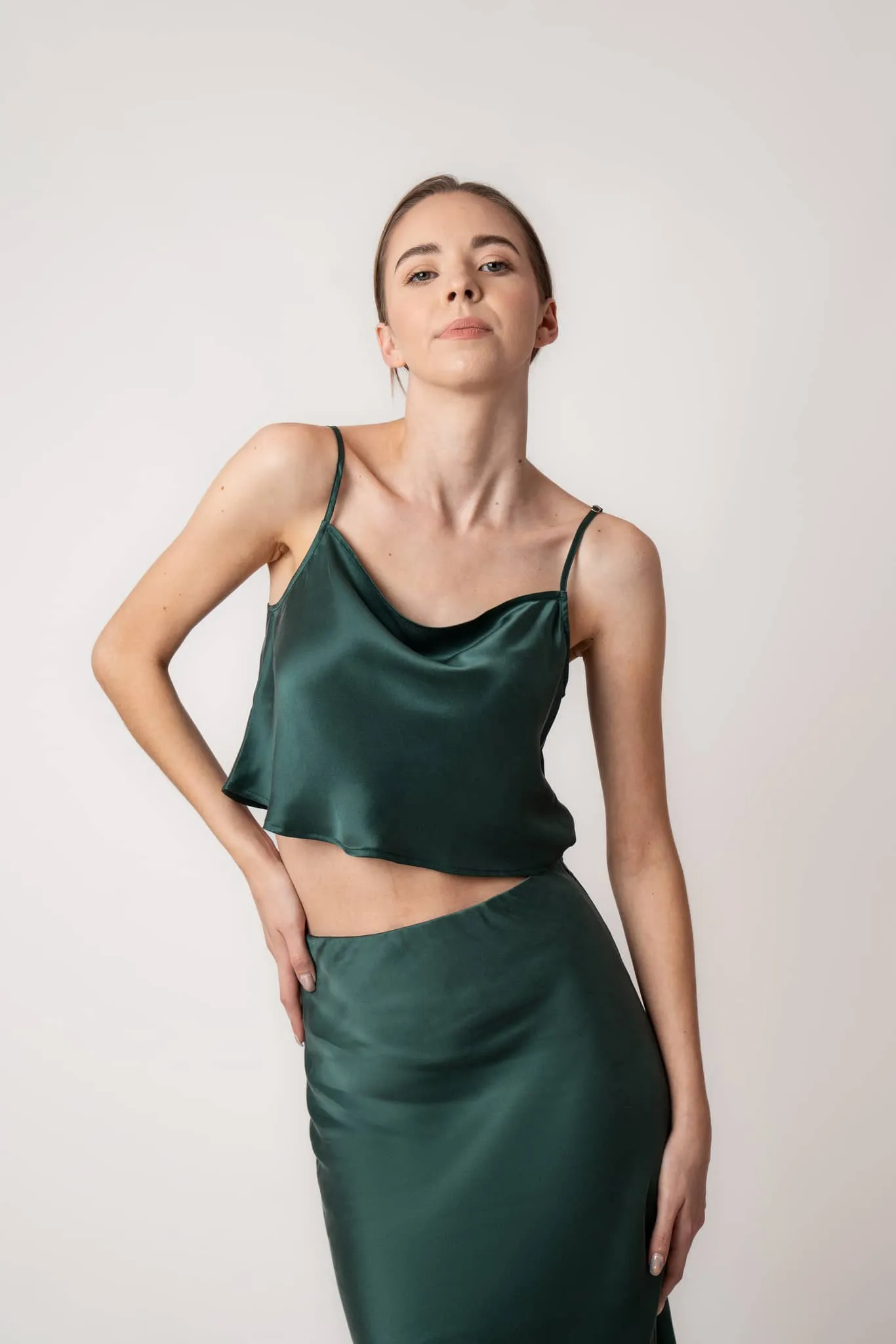 Sacramento Green Cropped Silk Camisole