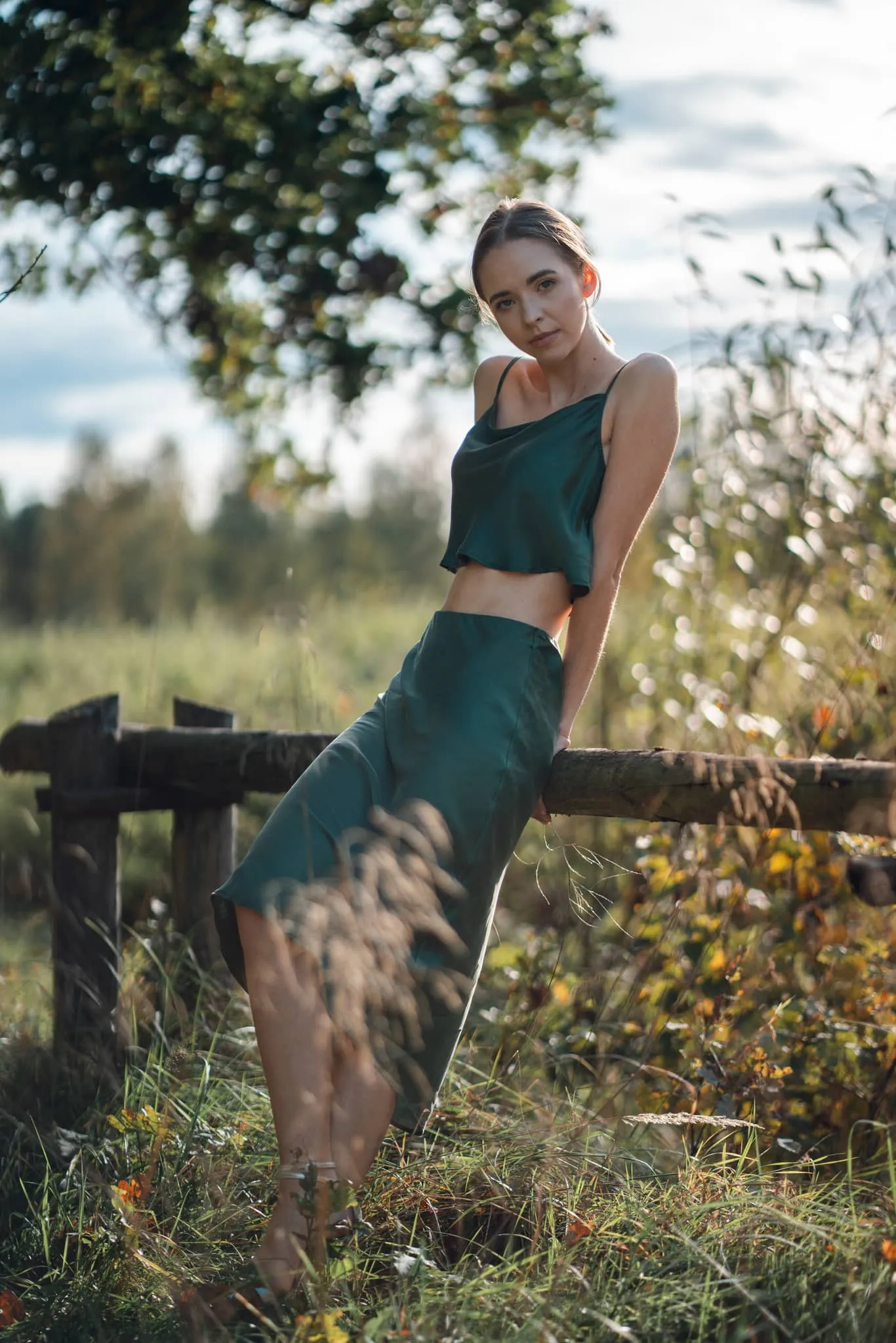 Sacramento Green Cropped Silk Camisole