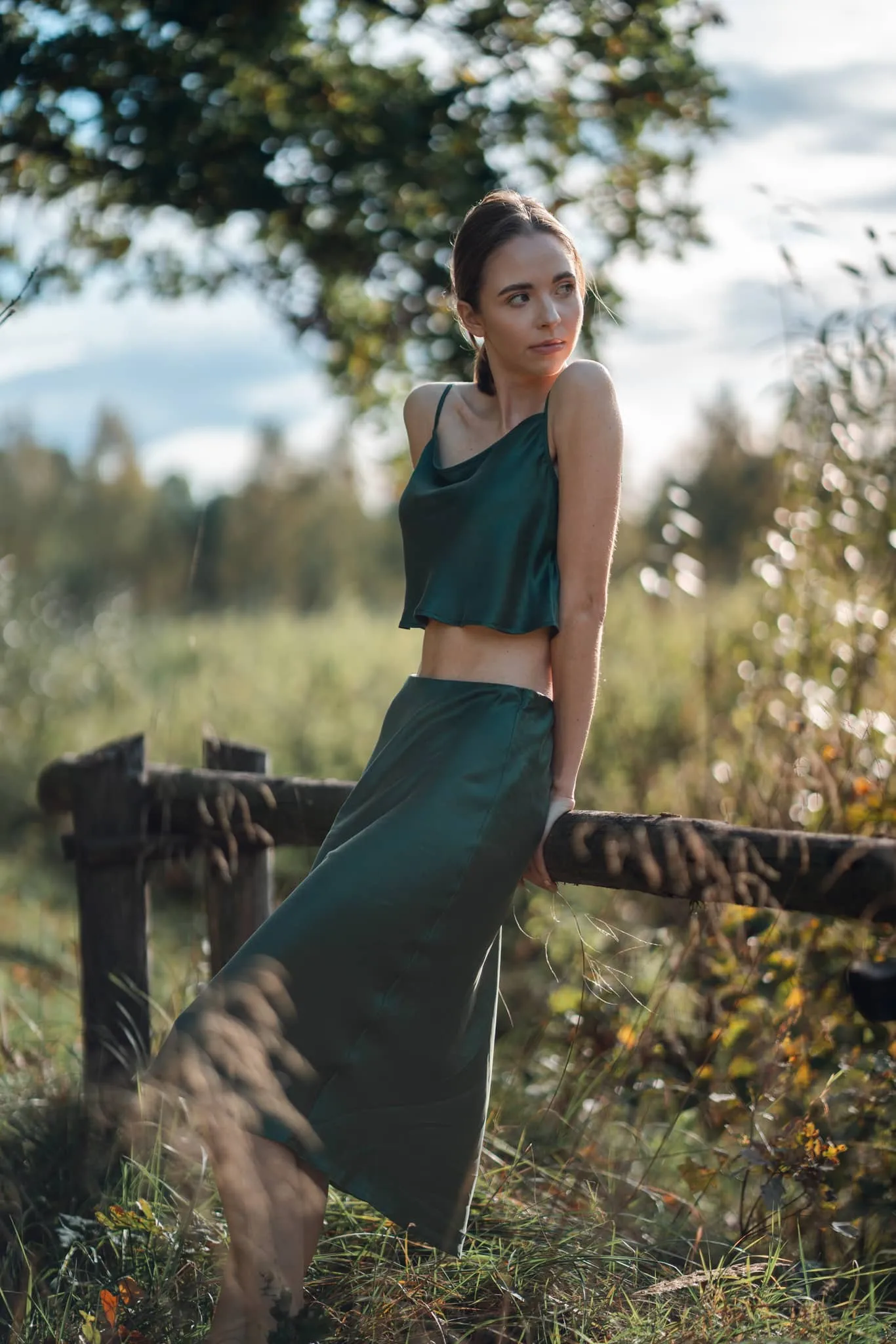 Sacramento Green Cropped Silk Camisole