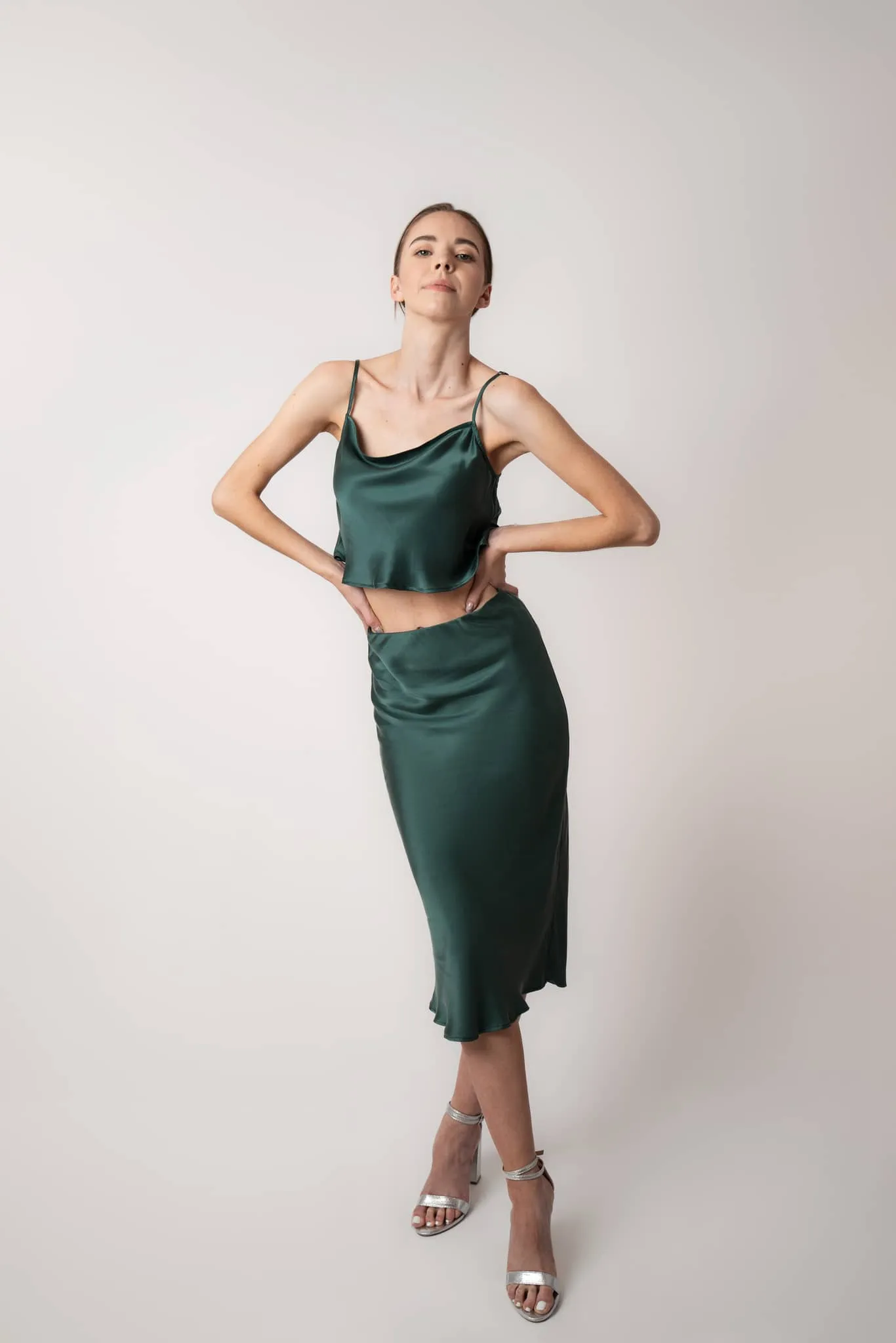 Sacramento Green Cropped Silk Camisole