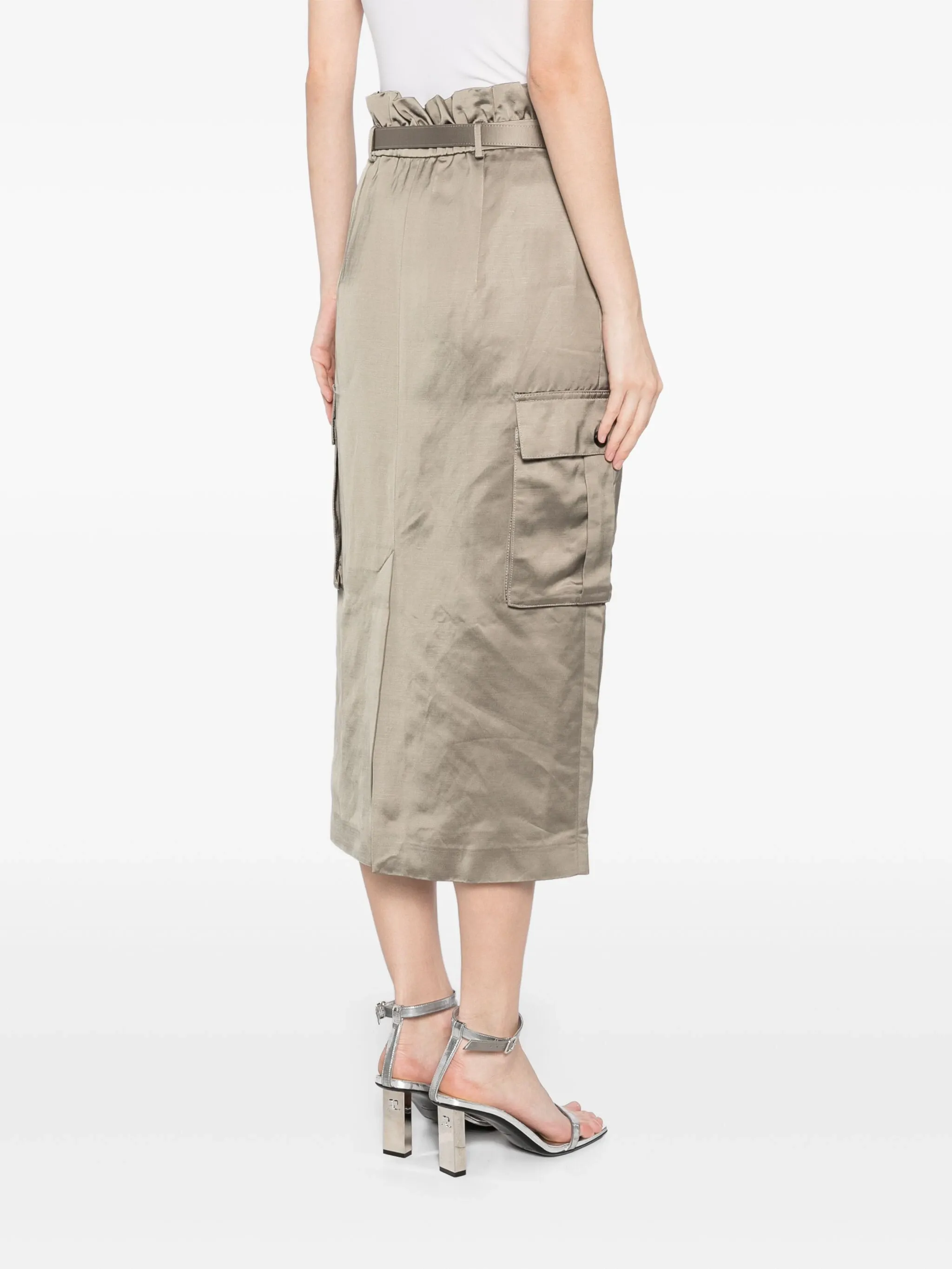 Satin Cargo Midi Skirt