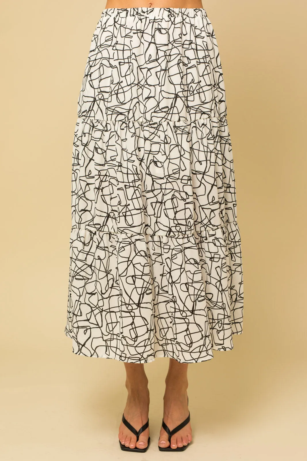 Side Pocket Tiered Midi Skirt