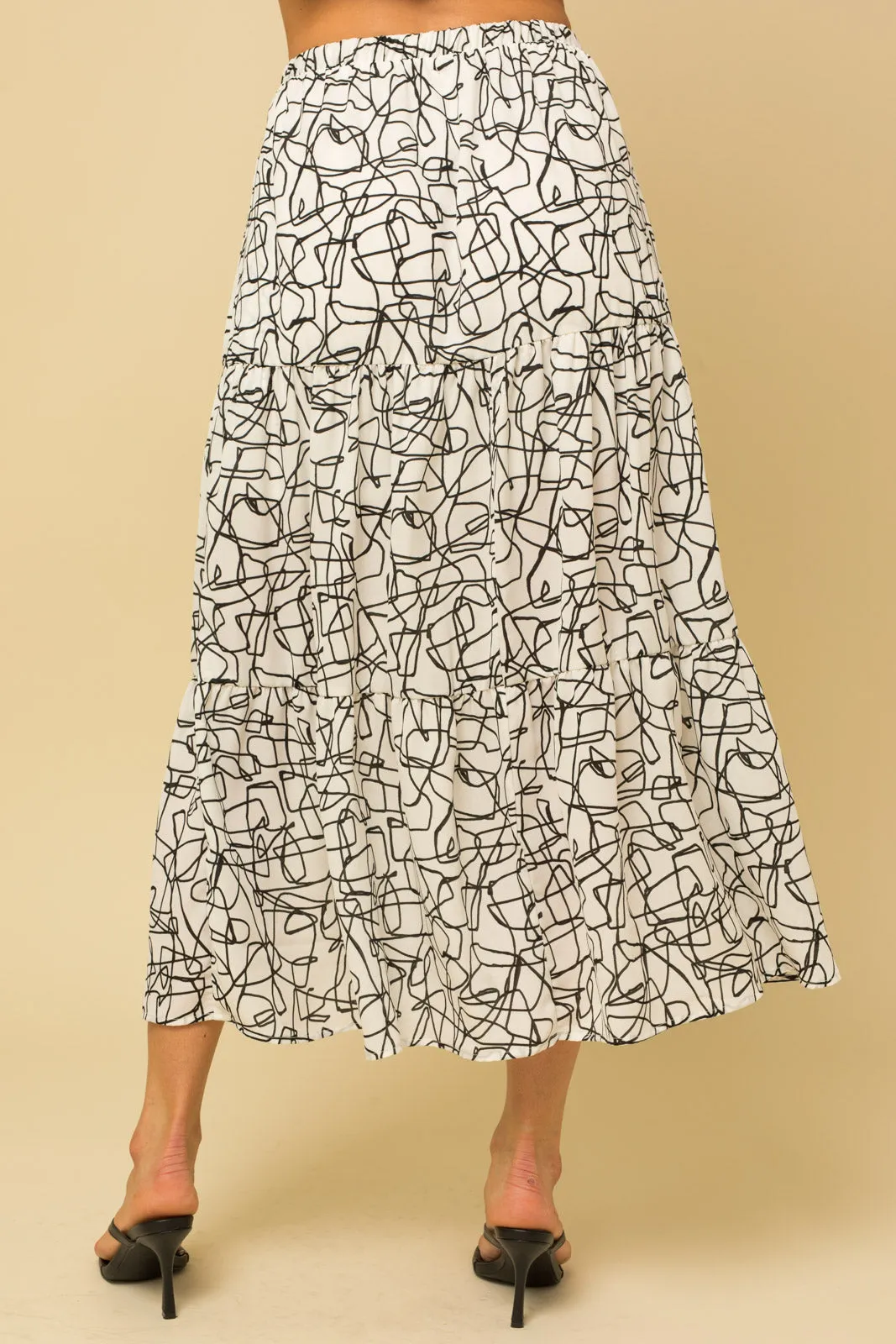 Side Pocket Tiered Midi Skirt