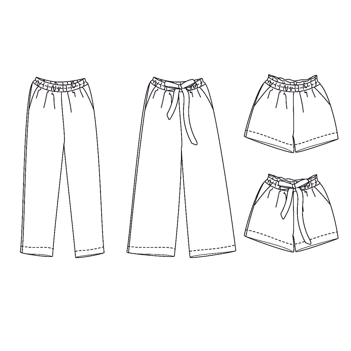 SINGAPOUR - Trousers and shorts - Women 32-52 - Paper Sewing Pattern