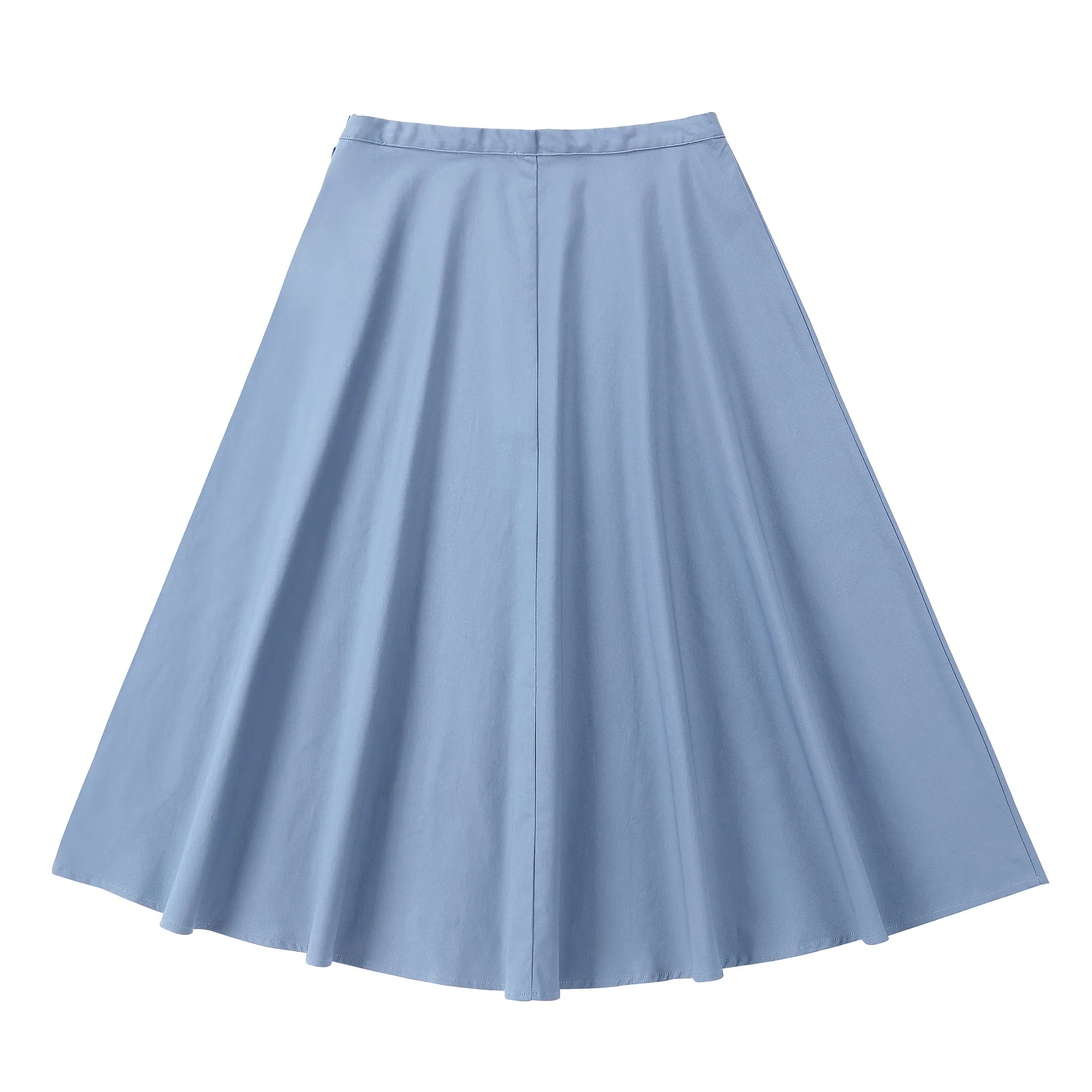 Sky Blue Midi A-Line Skirt