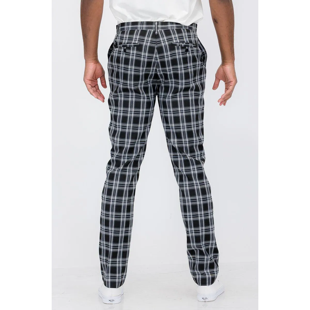 Sleek Plaid Slim Pants