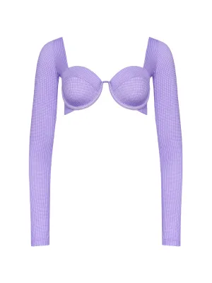 Sleeved Modern Bustier - Violet (Microcheck)