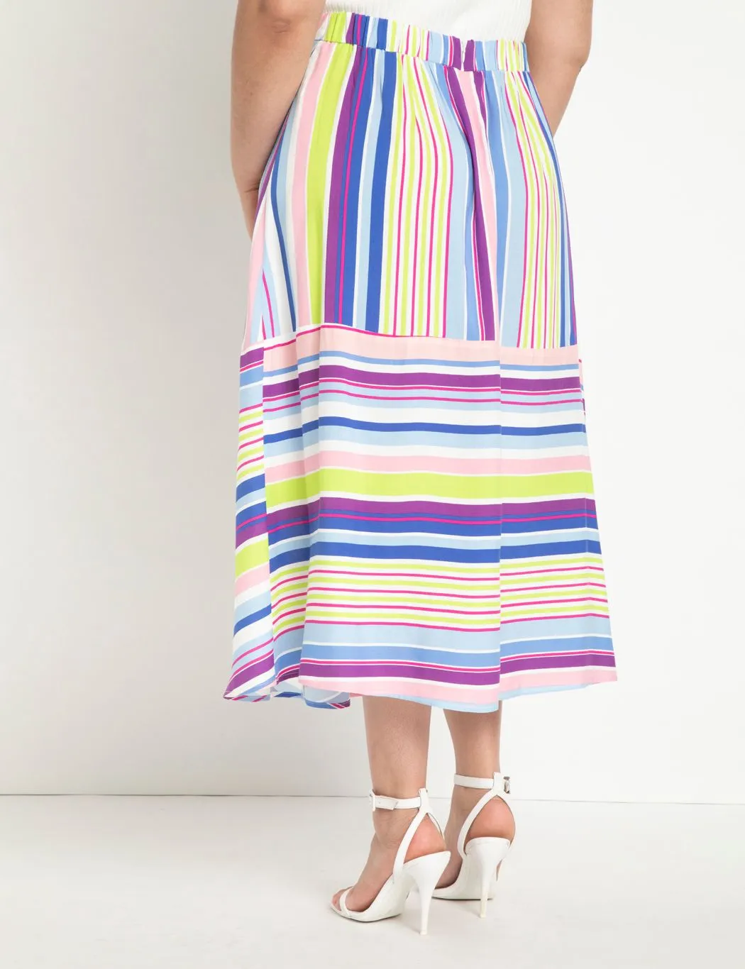 Sriped Midi Skirt in Straight and Narrow