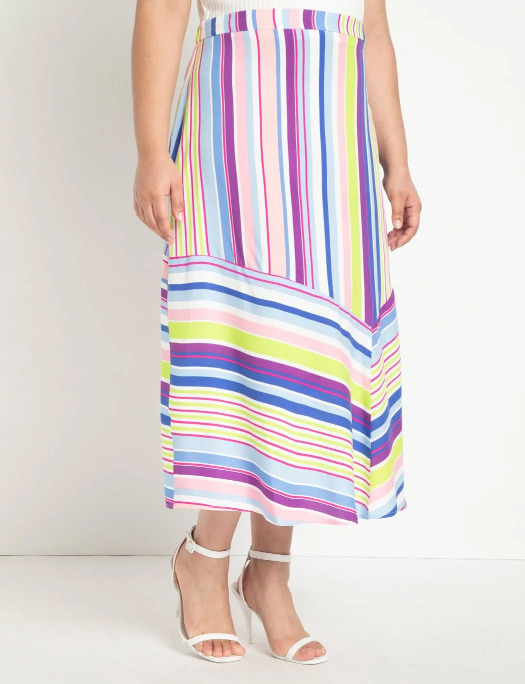 Sriped Midi Skirt in Straight and Narrow