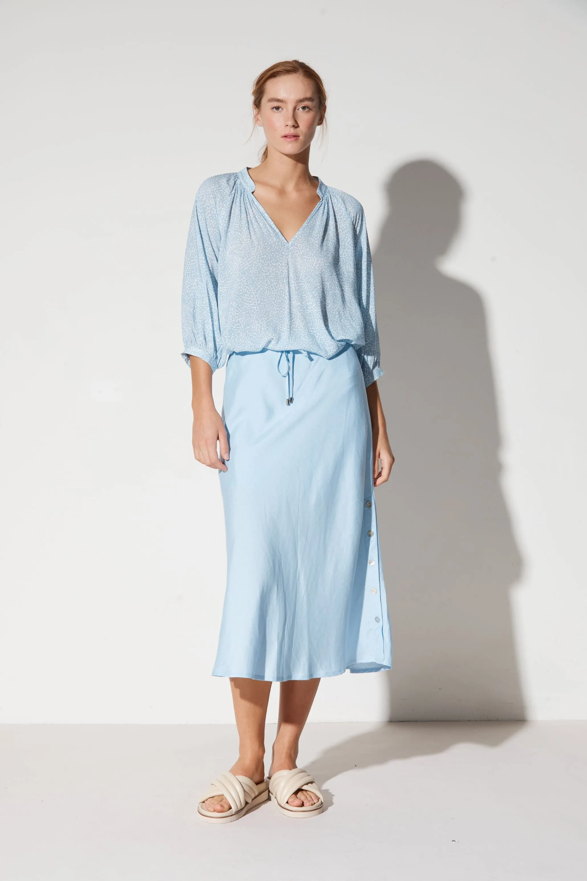 Staple the Label - Skylar Bias Midi Skirt in Sky Blue