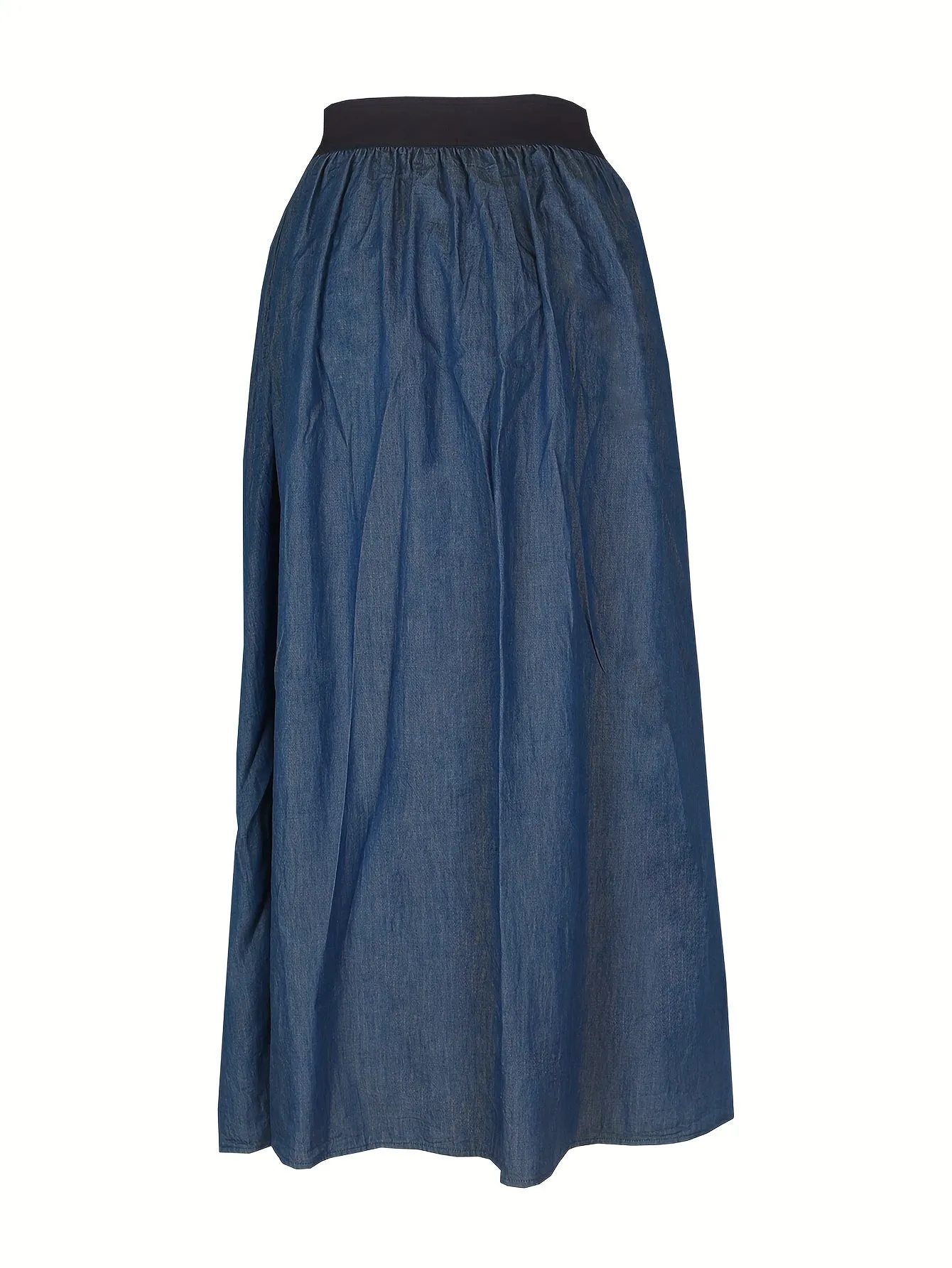 Stylish High-Waisted Midi Denim Skirt - Comfortable, Fashionable, and Versatile - Perfect for Everyday Wear, Casual Outings, and Work Events