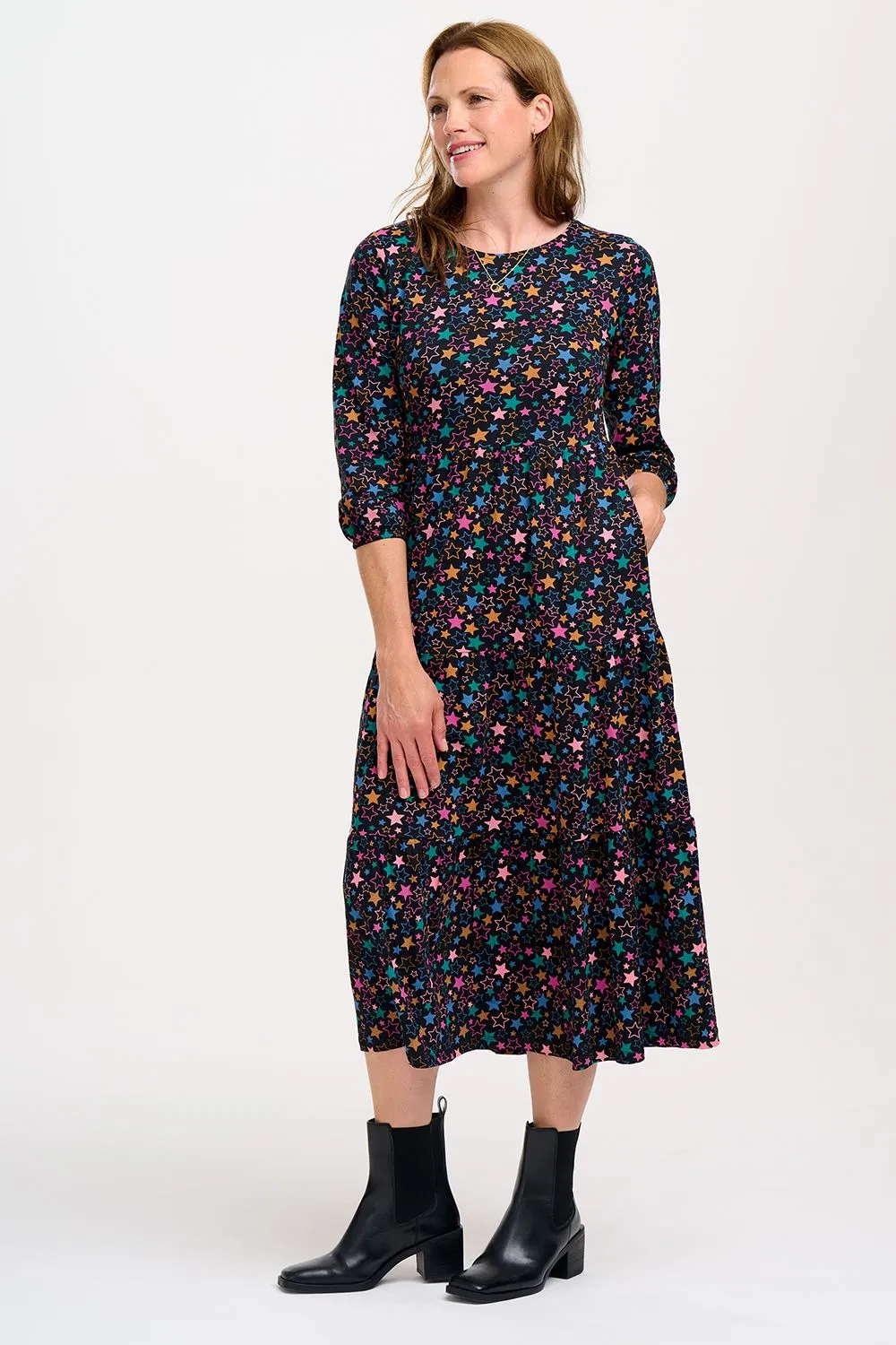 Sugarhill Brighton Black Star Cluster Bakari Jersey Dress