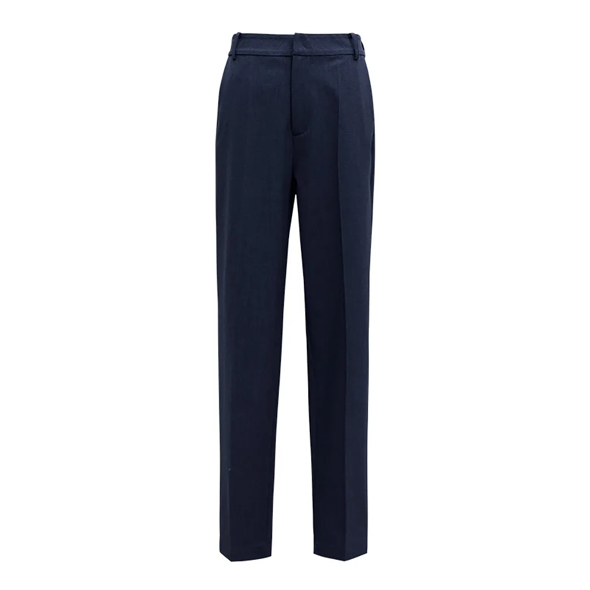 Tailored Navy Mid-Waist Pants