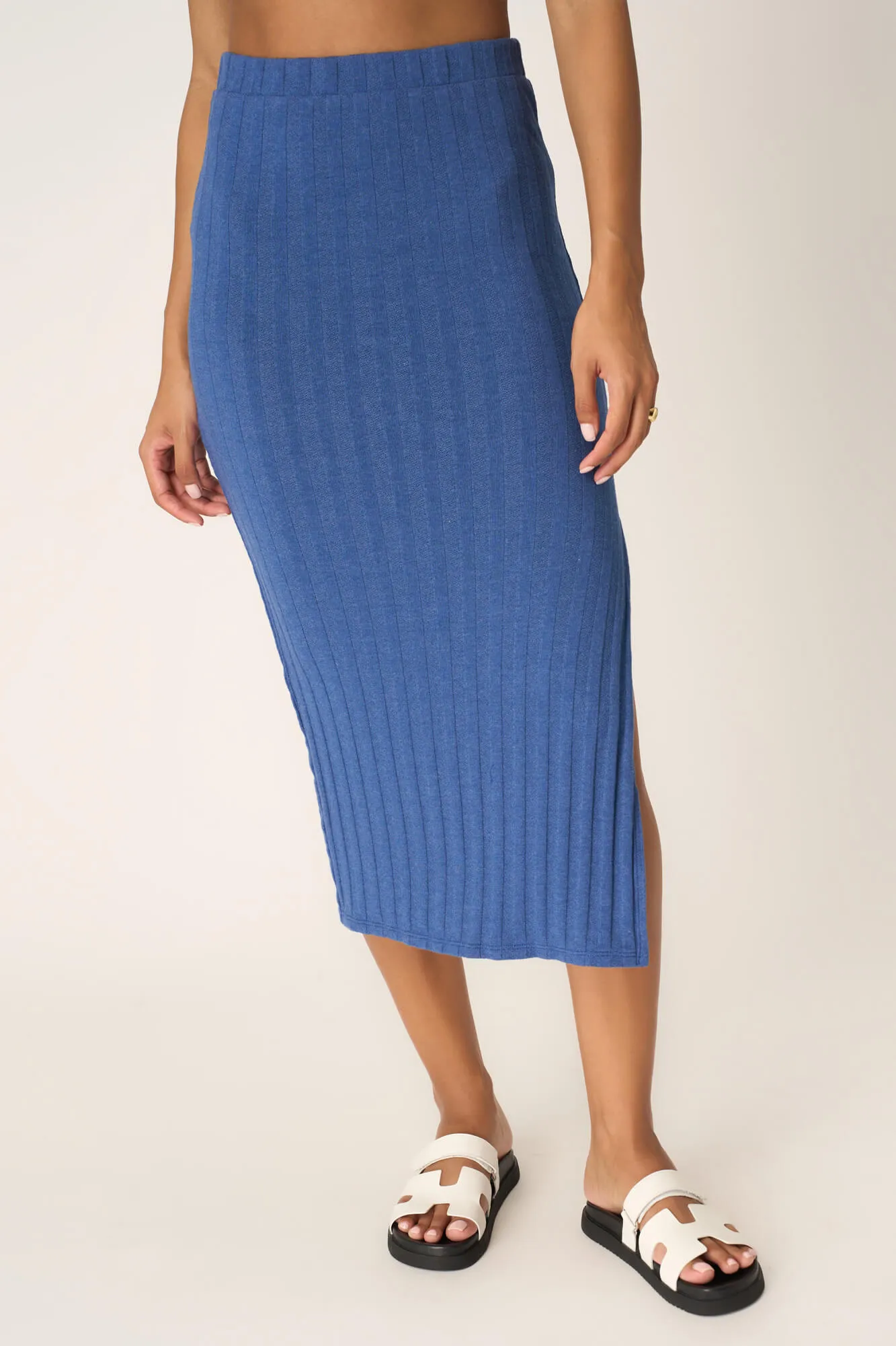 Tetsu Textured Rib Skirt - Electric Indigo