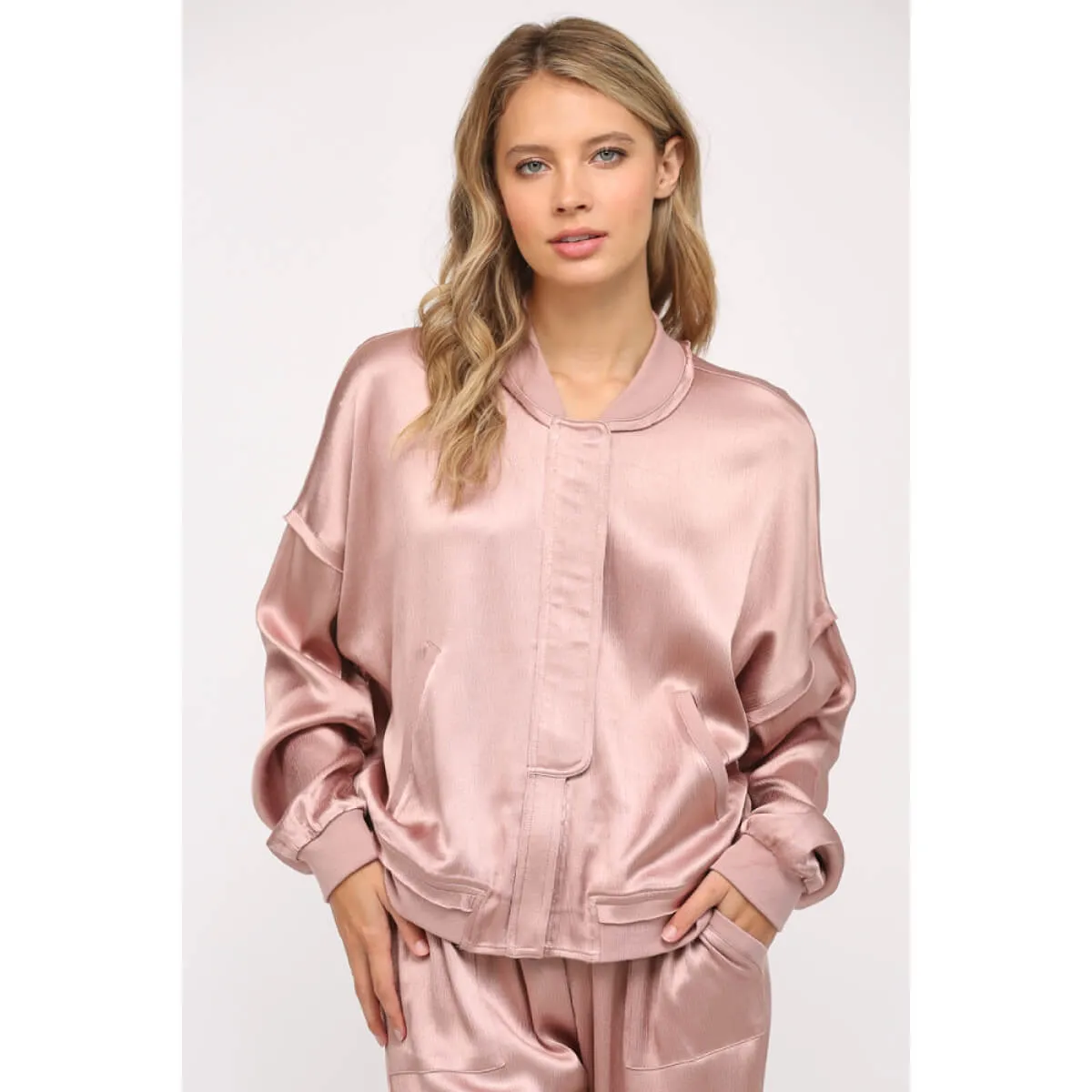 Textured Satin Summer Bomber Jacket