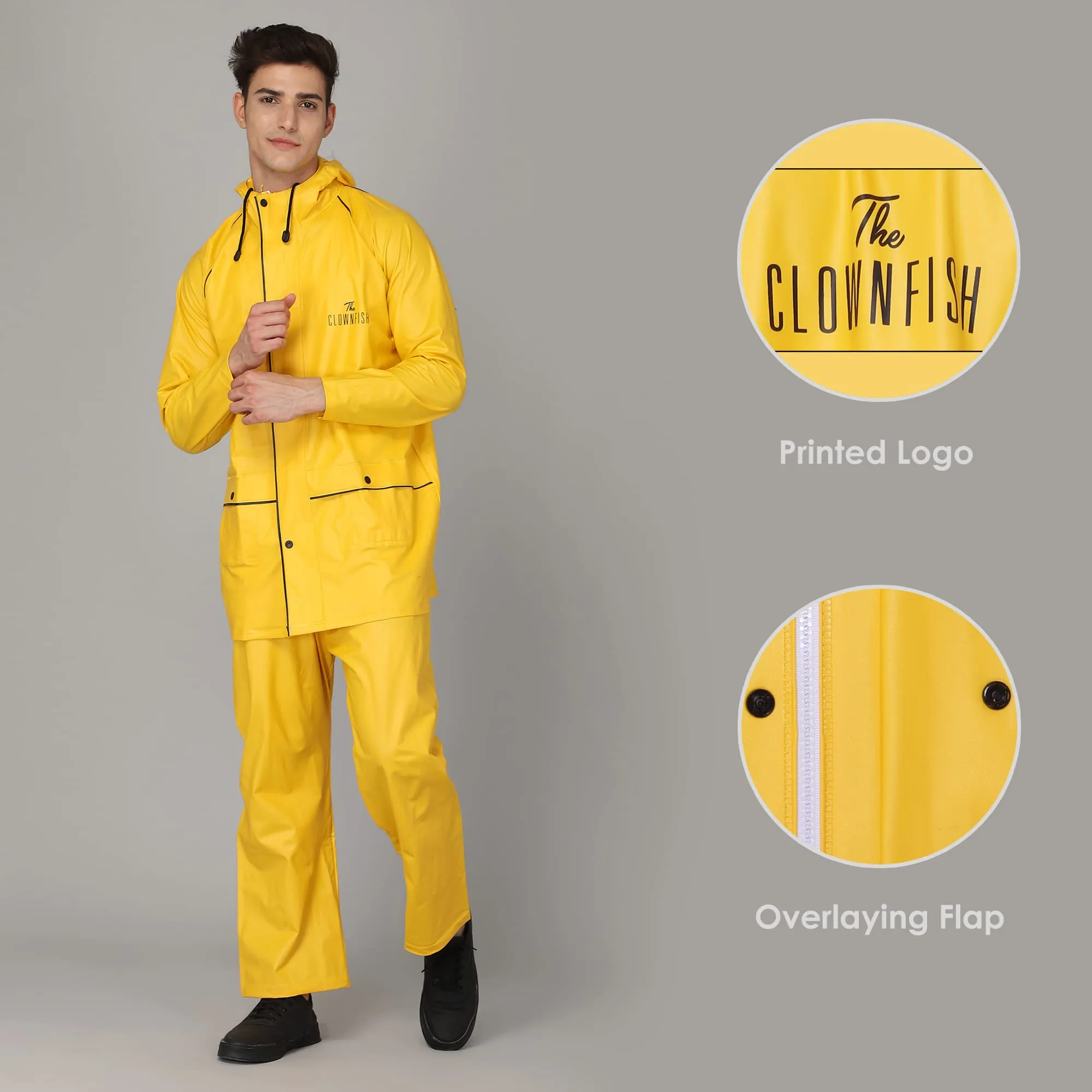 THE CLOWNFISH Rain Coat for Men Waterproof for Bike Raincoat for Men with Hood PVC Material. Set of Top and Bottom. Azure Pro Series (Sea Green, XX-Large)