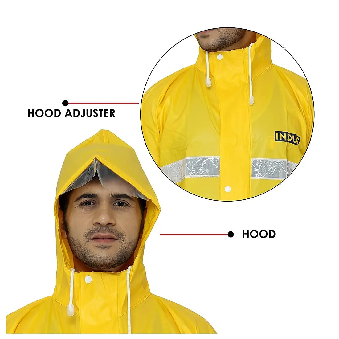 THE CLOWNFISH Rain Coat for Men Waterproof for Bike with Hood and Reflective Stripes Raincoat for Men Industrial Series. Set of Top and Bottom. Indus Series (Yellow, XX-Large)