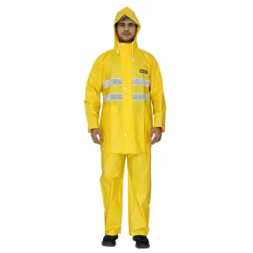 THE CLOWNFISH Rain Coat for Men Waterproof for Bike with Hood and Reflective Stripes Raincoat for Men Industrial Series. Set of Top and Bottom .Indus Series (Yellow, XXX-Large)