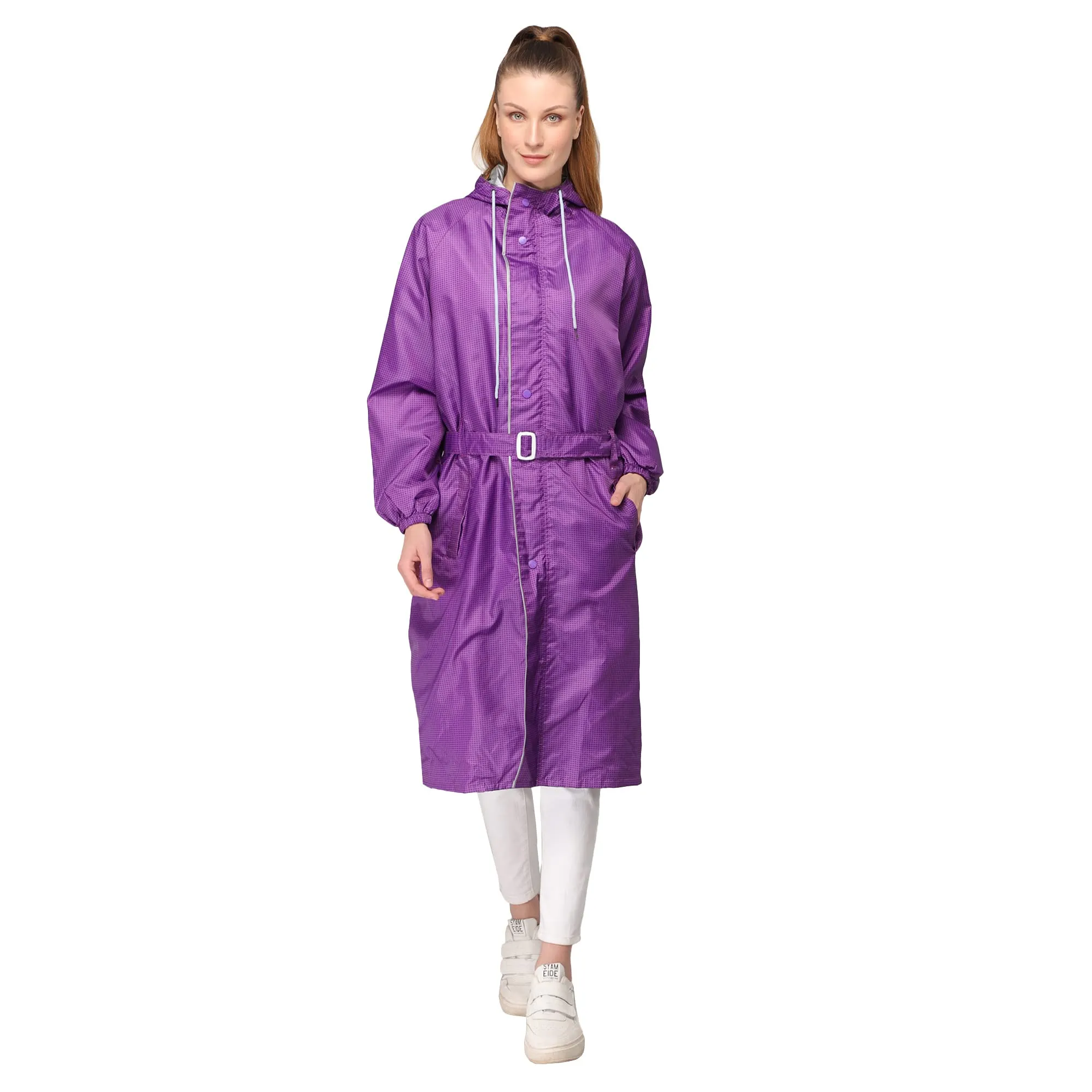 THE CLOWNFISH Raincoats for Women Rain Coat for Women Raincoat for Ladies Waterproof Reversible Double Layer Longcoat with Storage Bag. Azalea Pro Seies (Blue, X-Large)