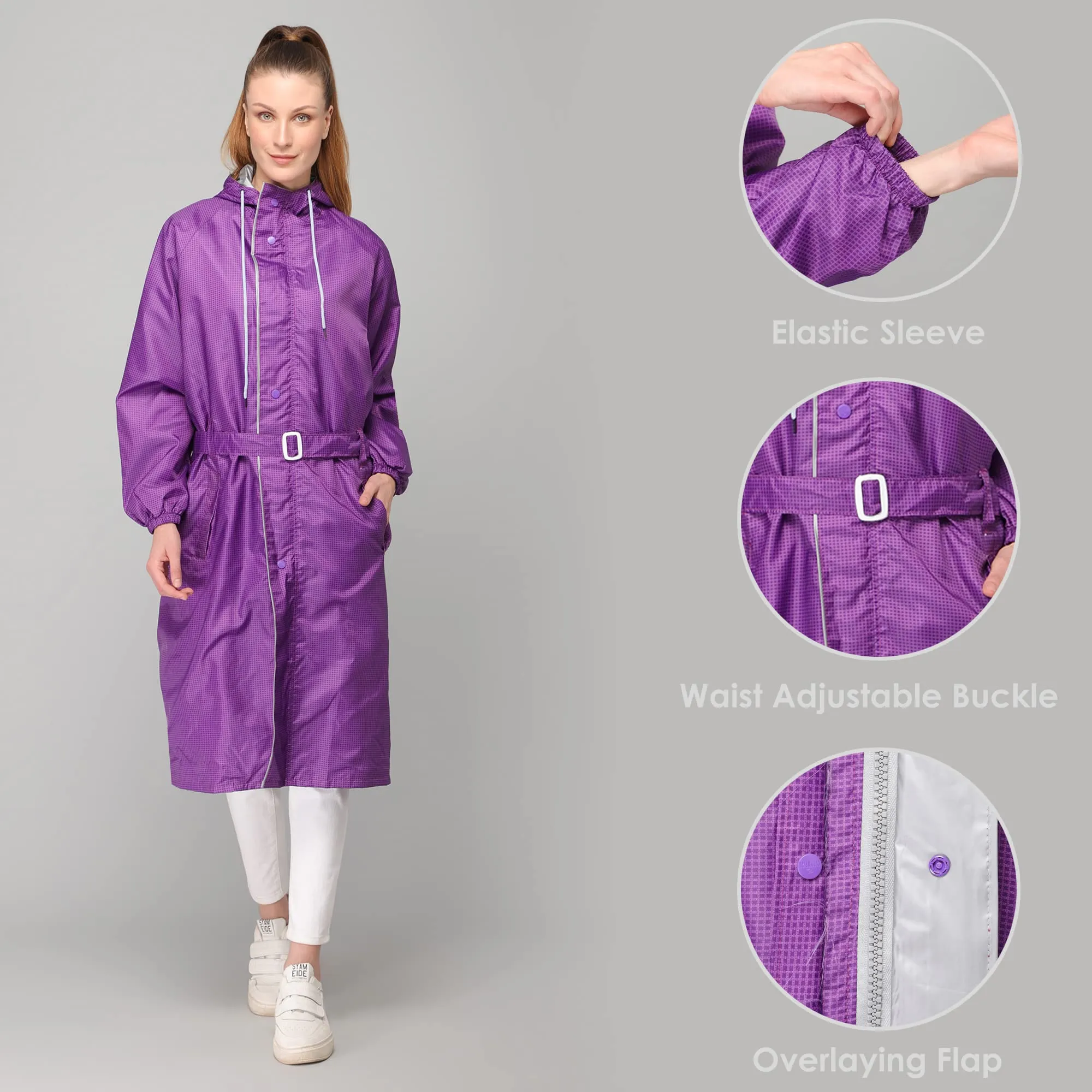 THE CLOWNFISH Raincoats for Women Rain Coat for Women Raincoat for Ladies Waterproof Reversible Double Layer Longcoat with Storage Bag. Azalea Pro Seies (Blue, X-Large)