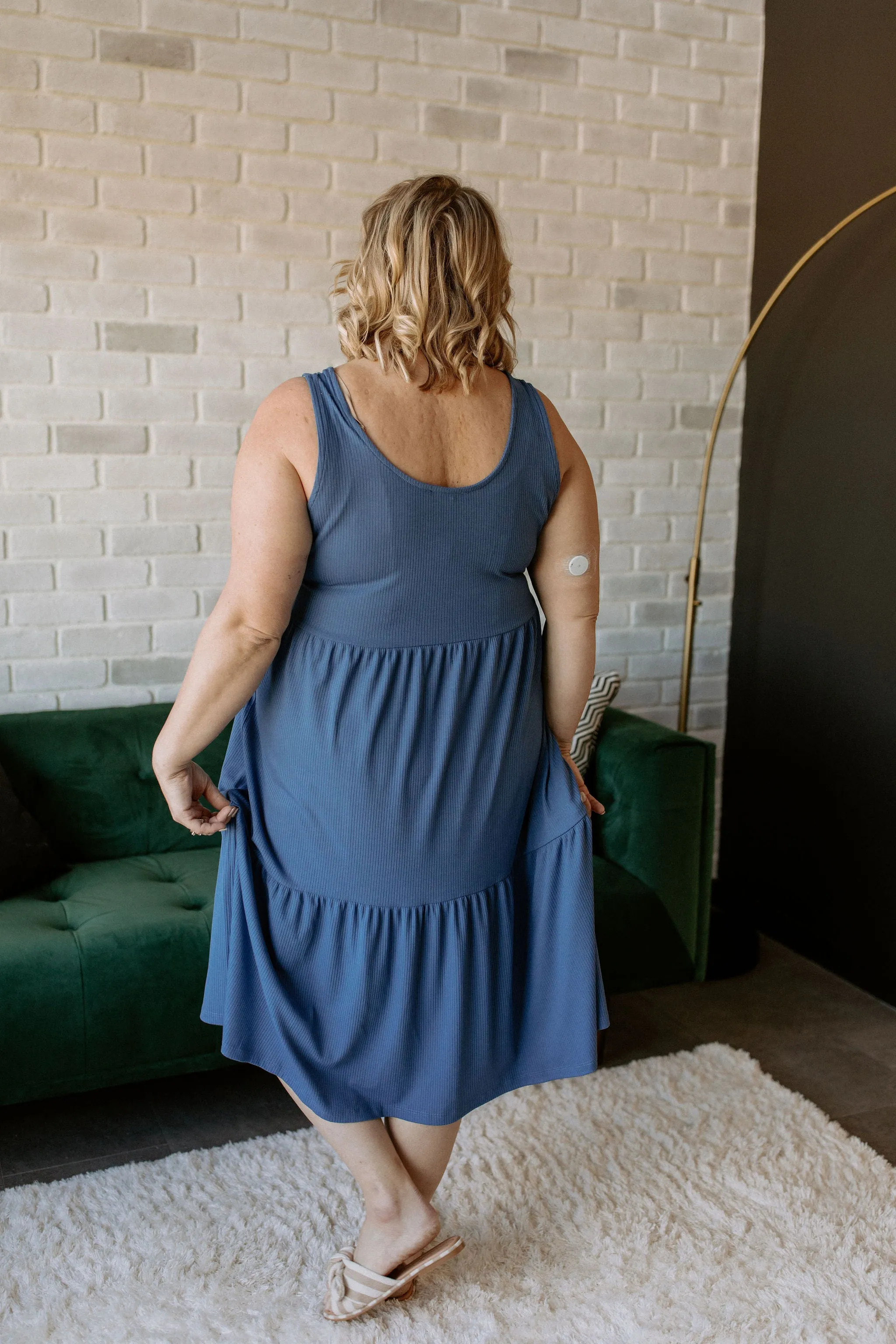 The Riley Ribbed Tank Dress by NLT - Denim Blue - PLUS