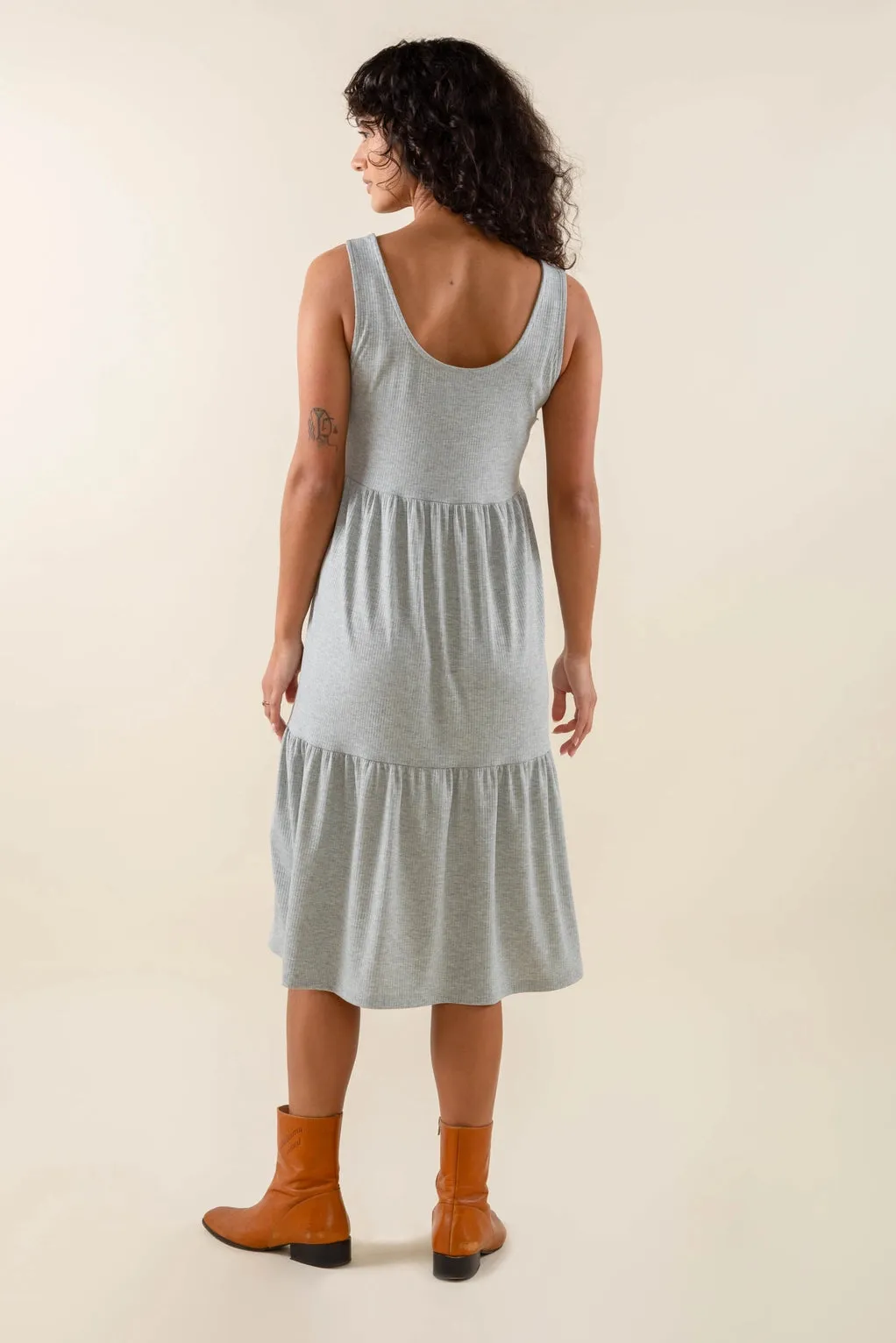 The Riley Ribbed Tank Dress by NLT - Heather Grey - PLUS