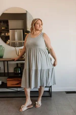 The Riley Ribbed Tank Dress by NLT - Heather Grey - PLUS