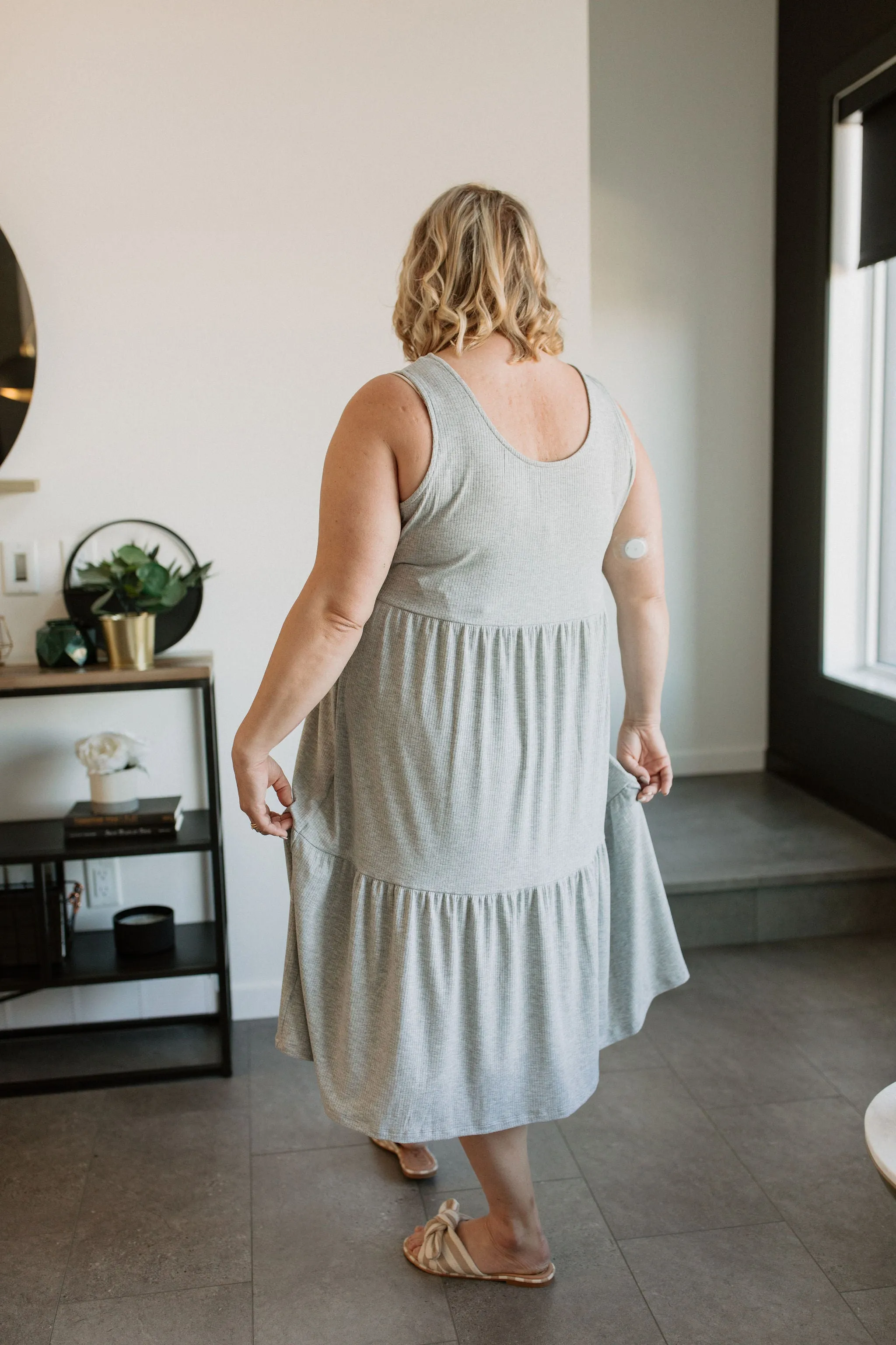 The Riley Ribbed Tank Dress by NLT - Heather Grey - PLUS